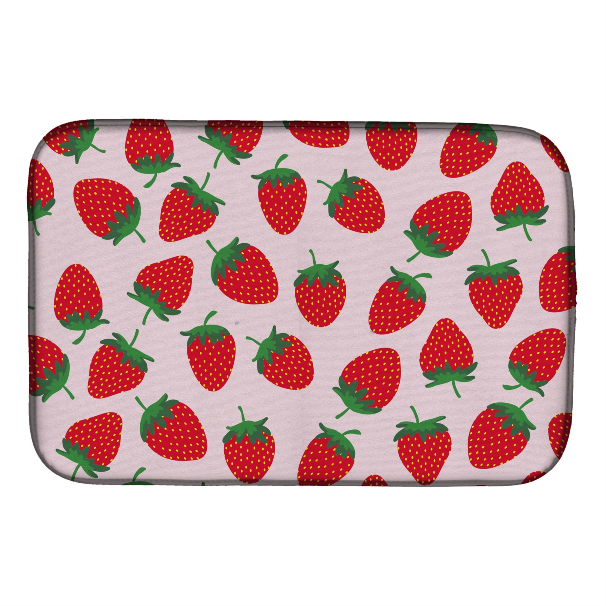 Caroline'S Treasures Strawberries On Pink Dish Drying Mat, 14 X 21, Multicolor