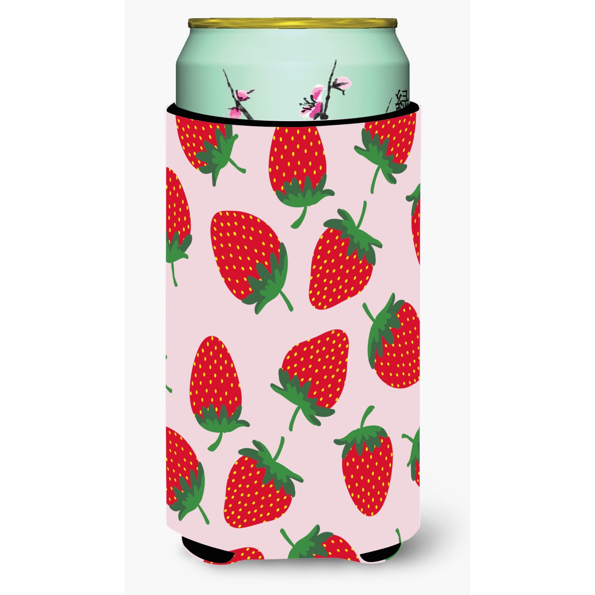 Caroline'S Treasures Strawberries On Pink Tall Boy Beverage Insulator Hugger, Multicolor