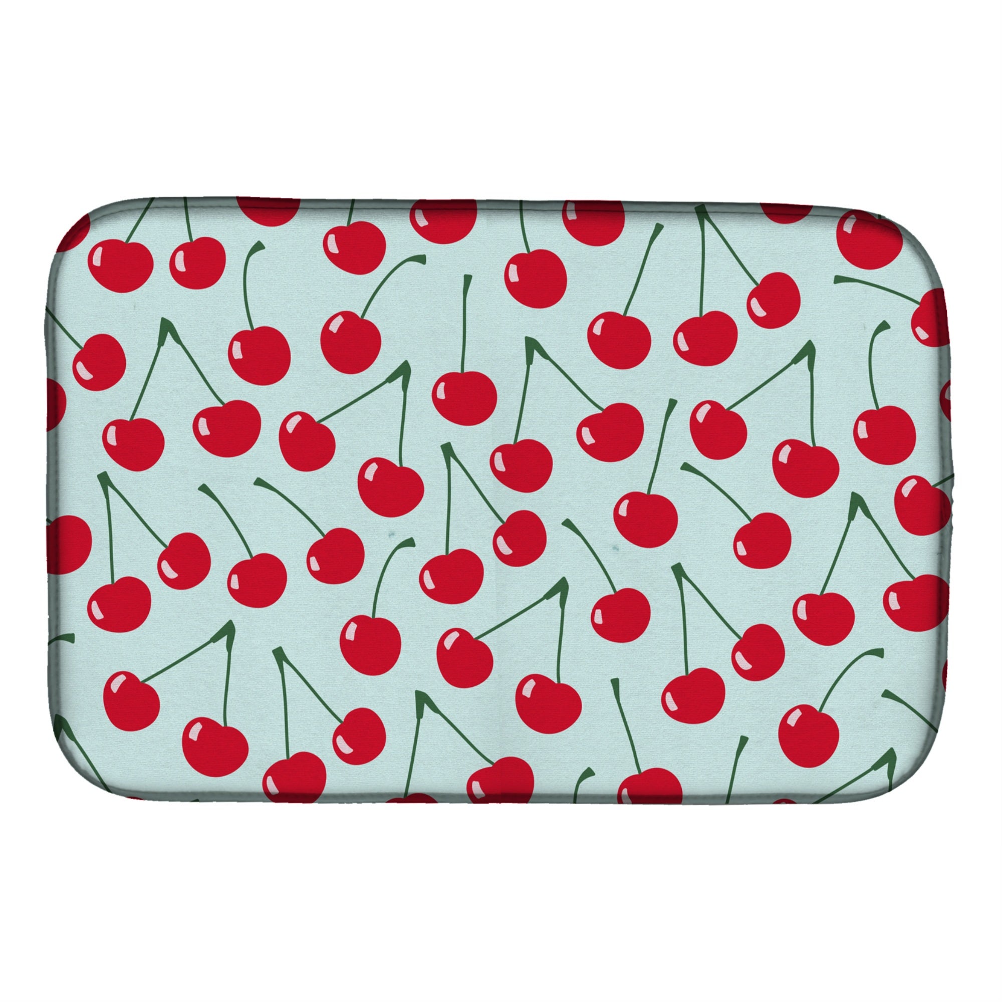 Caroline'S Treasures Cherries On Blue Dish Drying Mat, 14 X 21