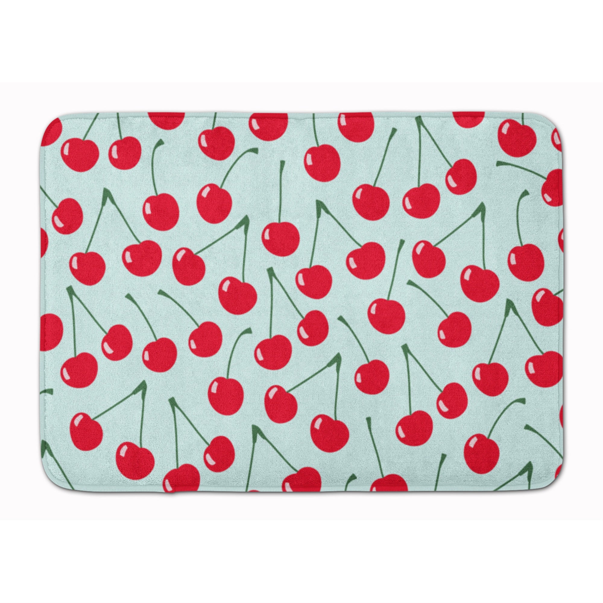 Caroline'S Treasures Cherries On Blue Floor Mat, 19 X 27, Multicolor