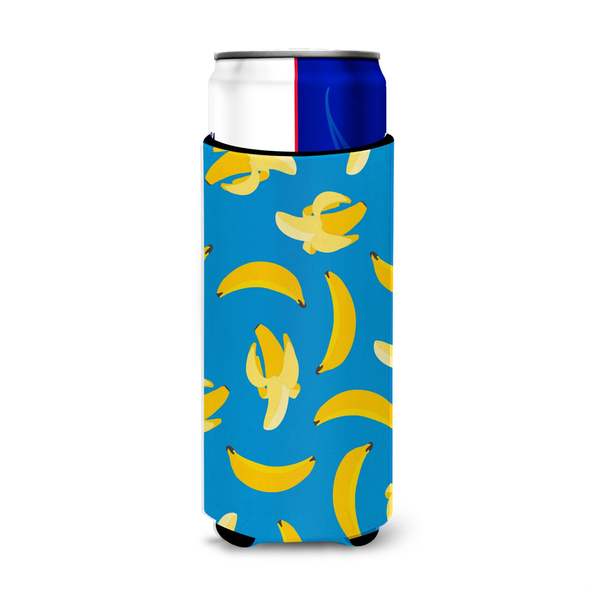 Caroline'S Treasures Bananas On Blue Michelob Ultra Hugger For Slim Cans, Slim Can, Multicolor