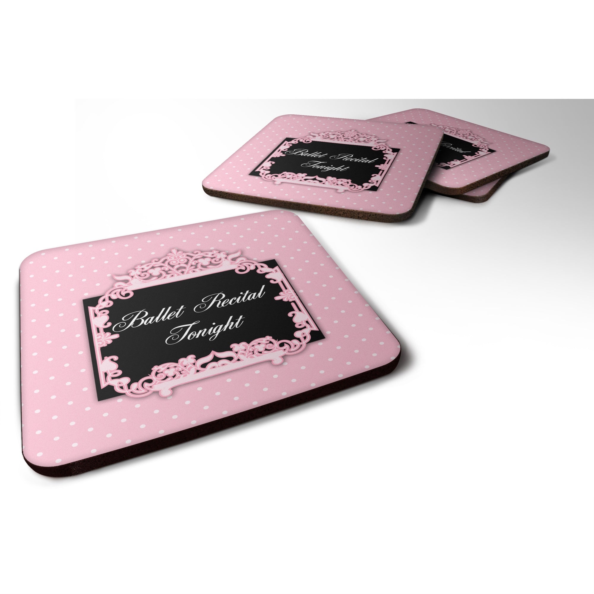 Caroline'S Treasures Ballerina Ballet Recital Tonight Foam Coaster Set Of 4, 3.5, Multicolor