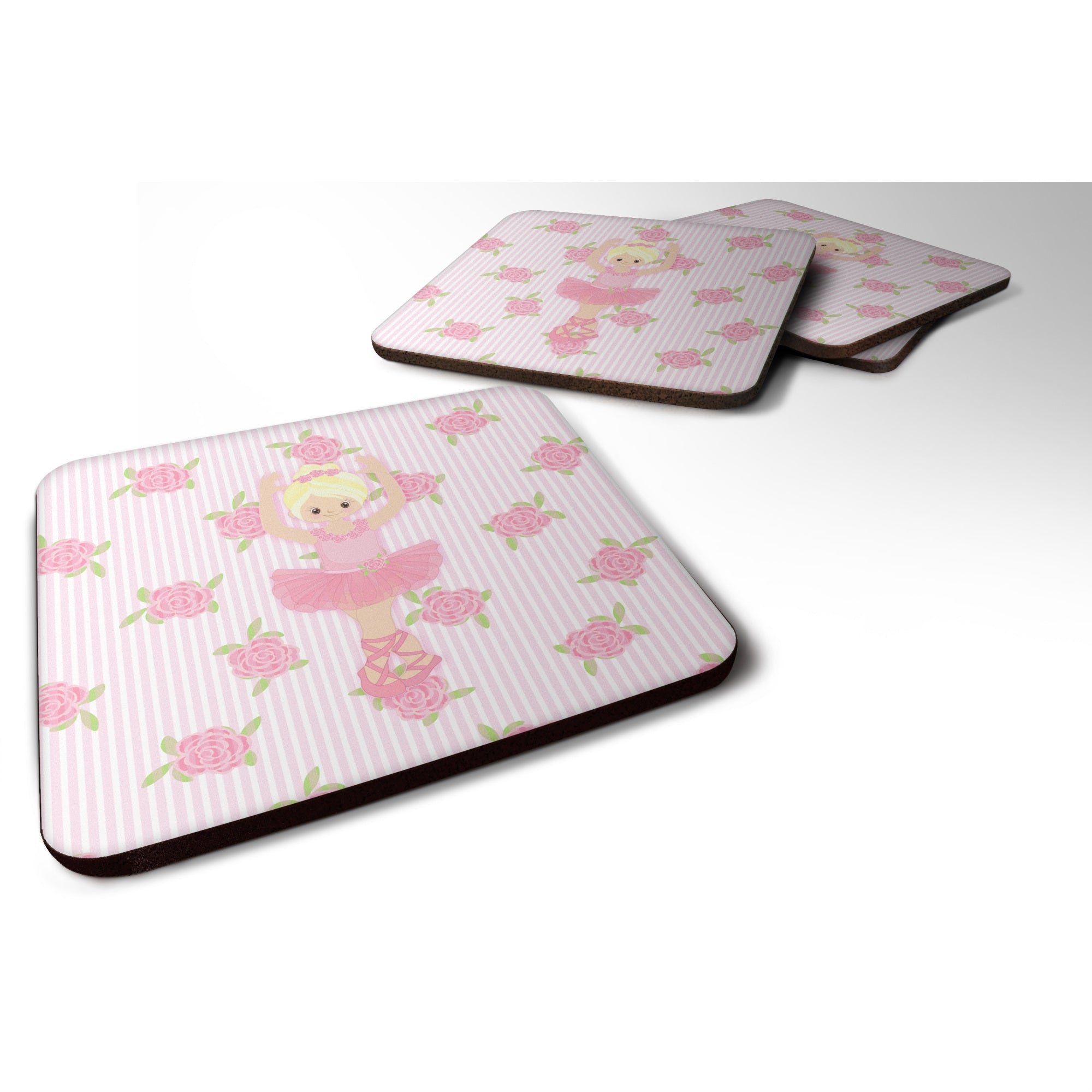 Caroline'S Treasures Bb5164Fc Ballerina Blonde Front Pose Foam Coaster (Set Of 4), 3.5, Multicolor