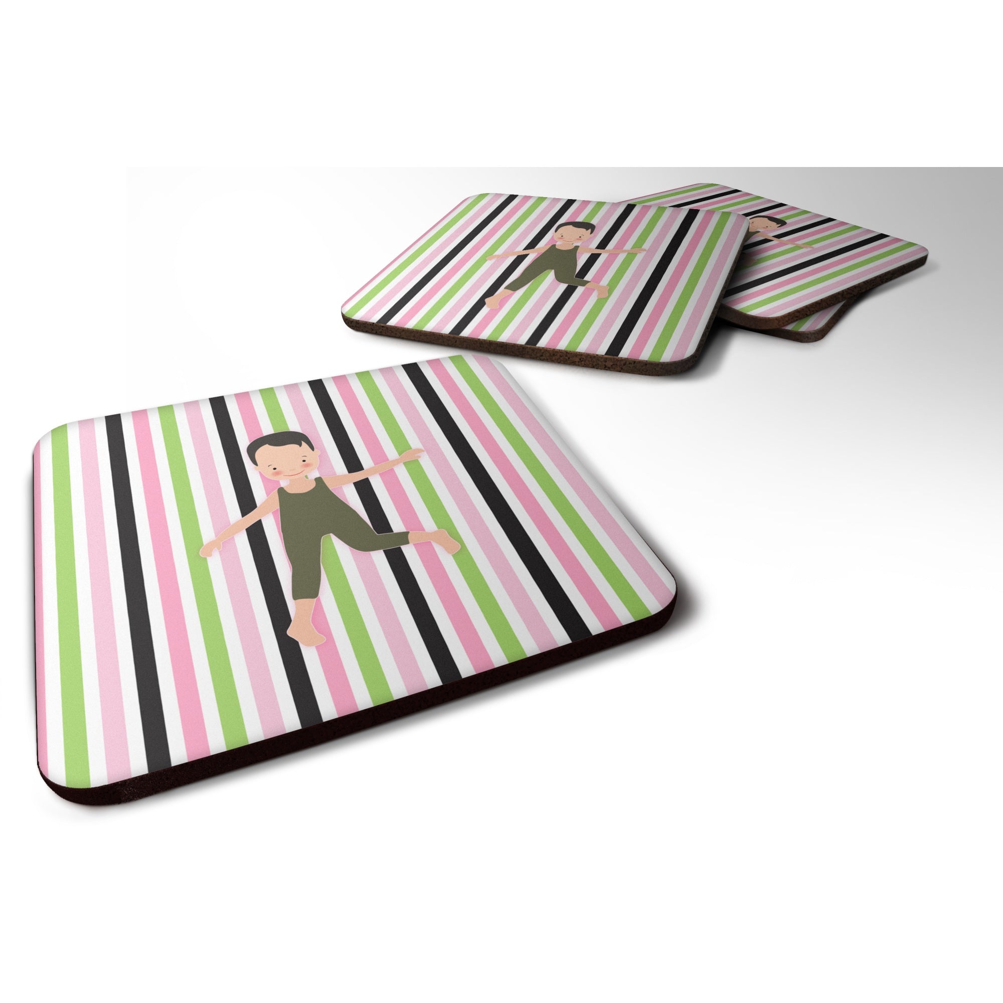 Caroline'S Treasures Boy Dancer Bikatard Foam Coaster Set Of 4, 3.5, Multicolor