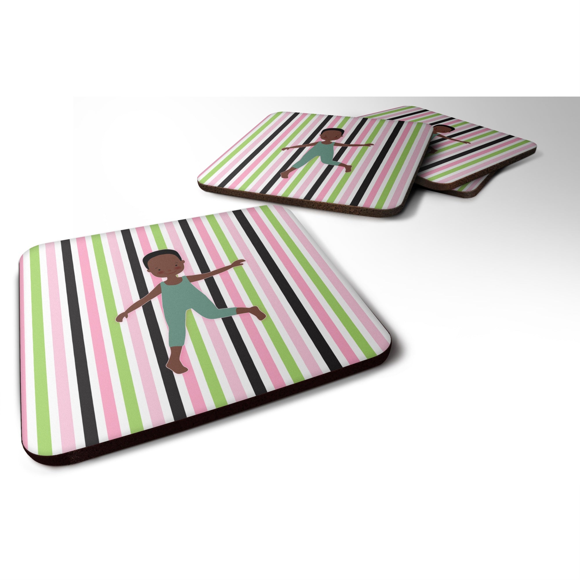 Caroline'S Treasures Dancer Bikatard African American Foam Coaster Set Of 4, 3.5, Multicolor