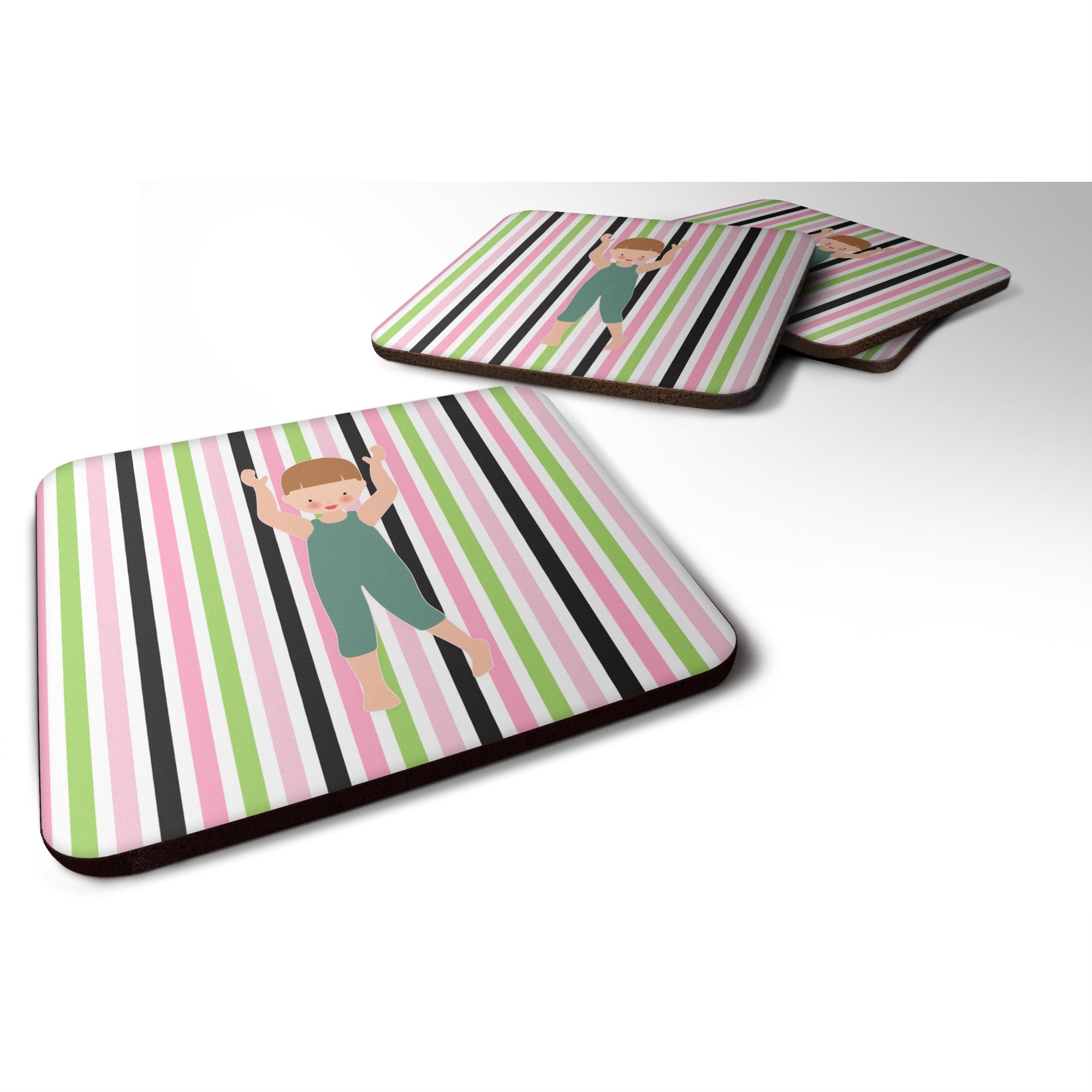 Caroline'S Treasures Dancer Bikatard Brown Hair Foam Coaster Set Of 4, 3.5, Multicolor