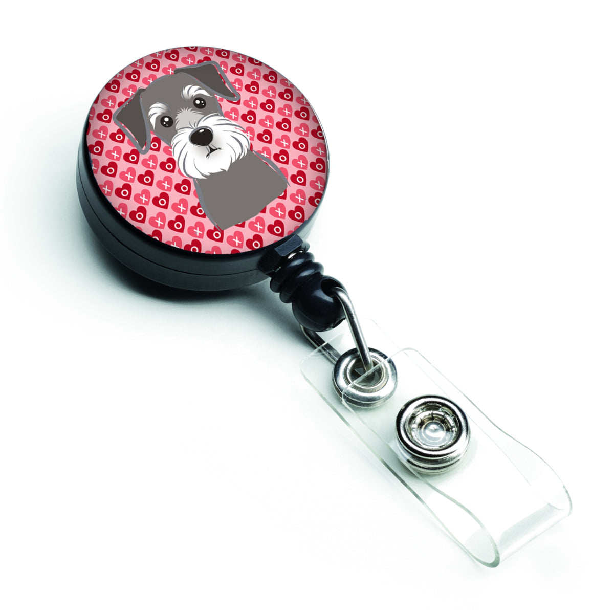 Caroline'S Treasures Schnauzer Hearts Retractable Badge Reel, Multicolor (Bb5276Br)