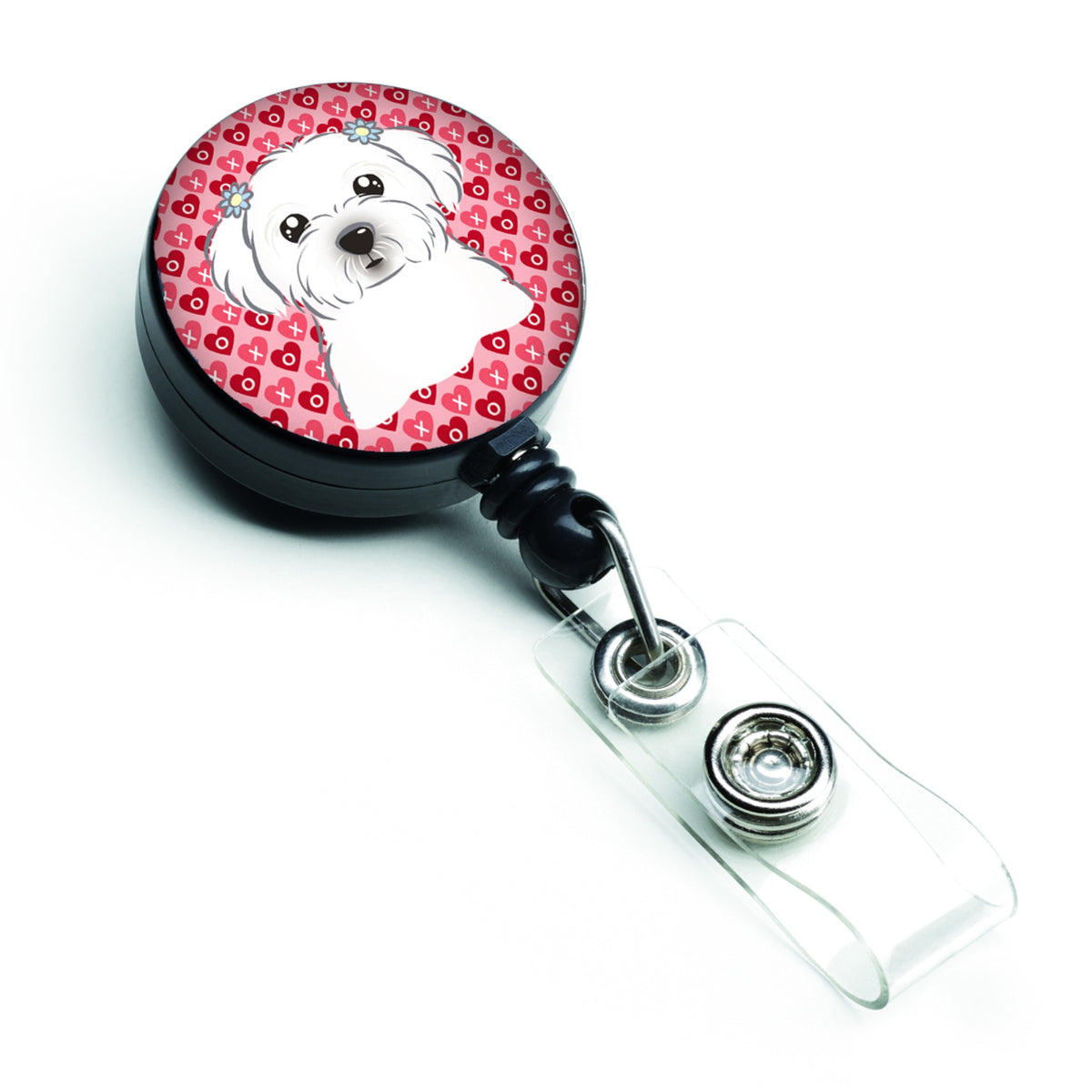 Caroline'S Treasures Maltese Hearts Retractable Badge Reel, Multicolor (Bb5278Br)