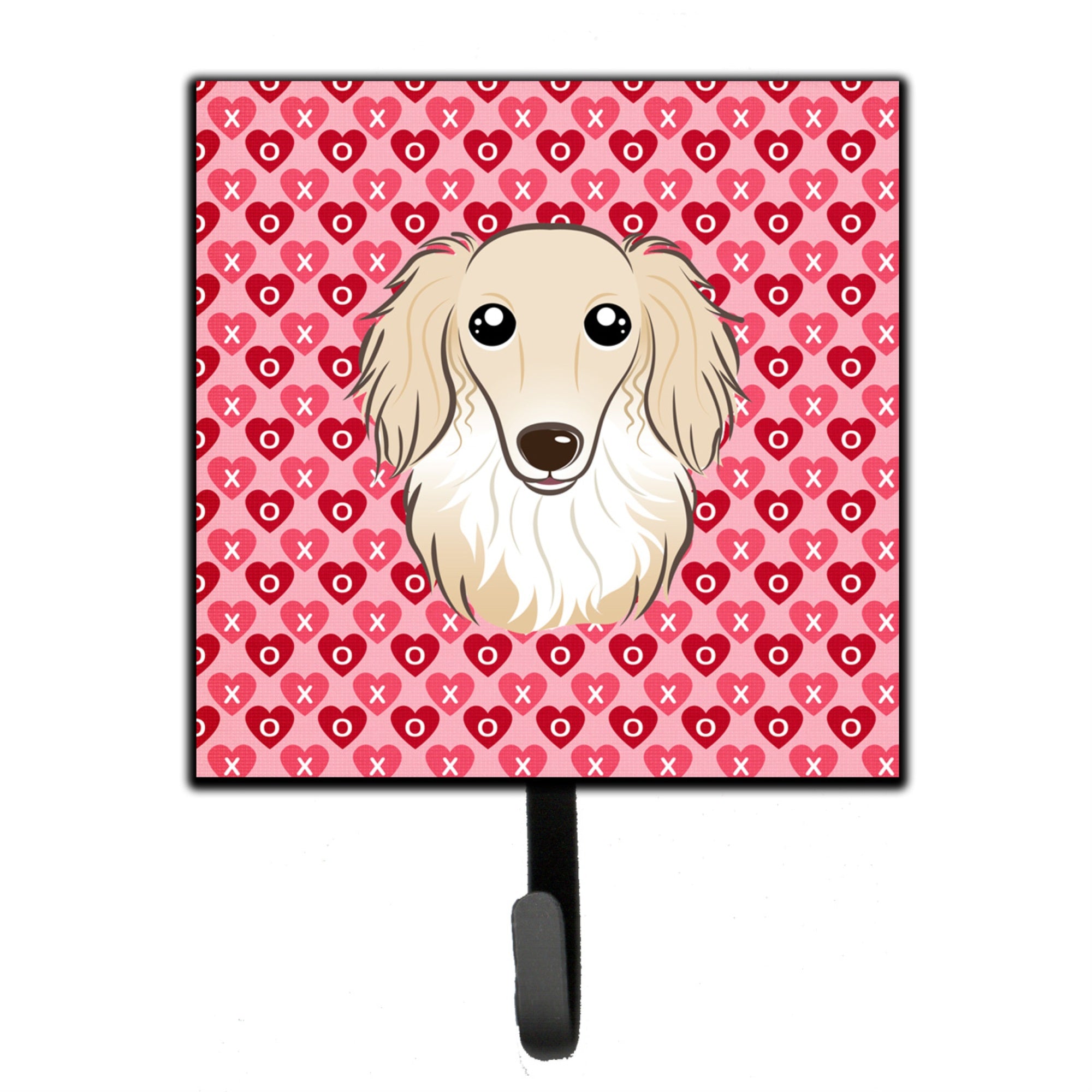 Caroline'S Treasures Longhair Creme Dachshund Hearts Wall Hook, Small, Multicolor
