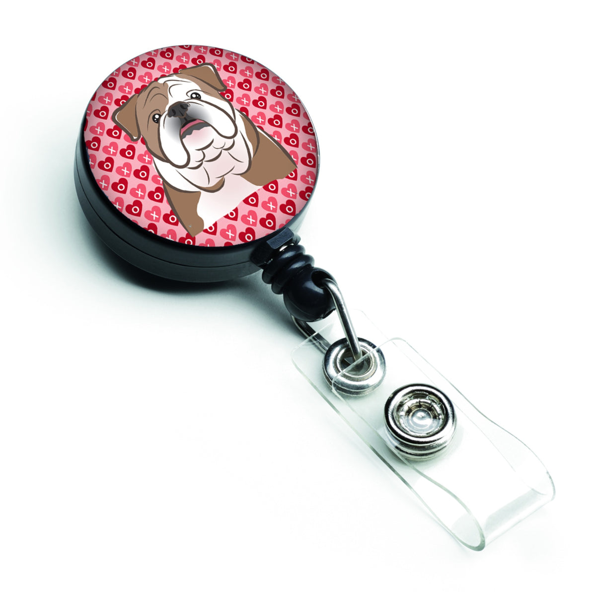Caroline'S Treasures English Bulldog Hearts Retractable Badge Reel, Multicolor (Bb5289Br)
