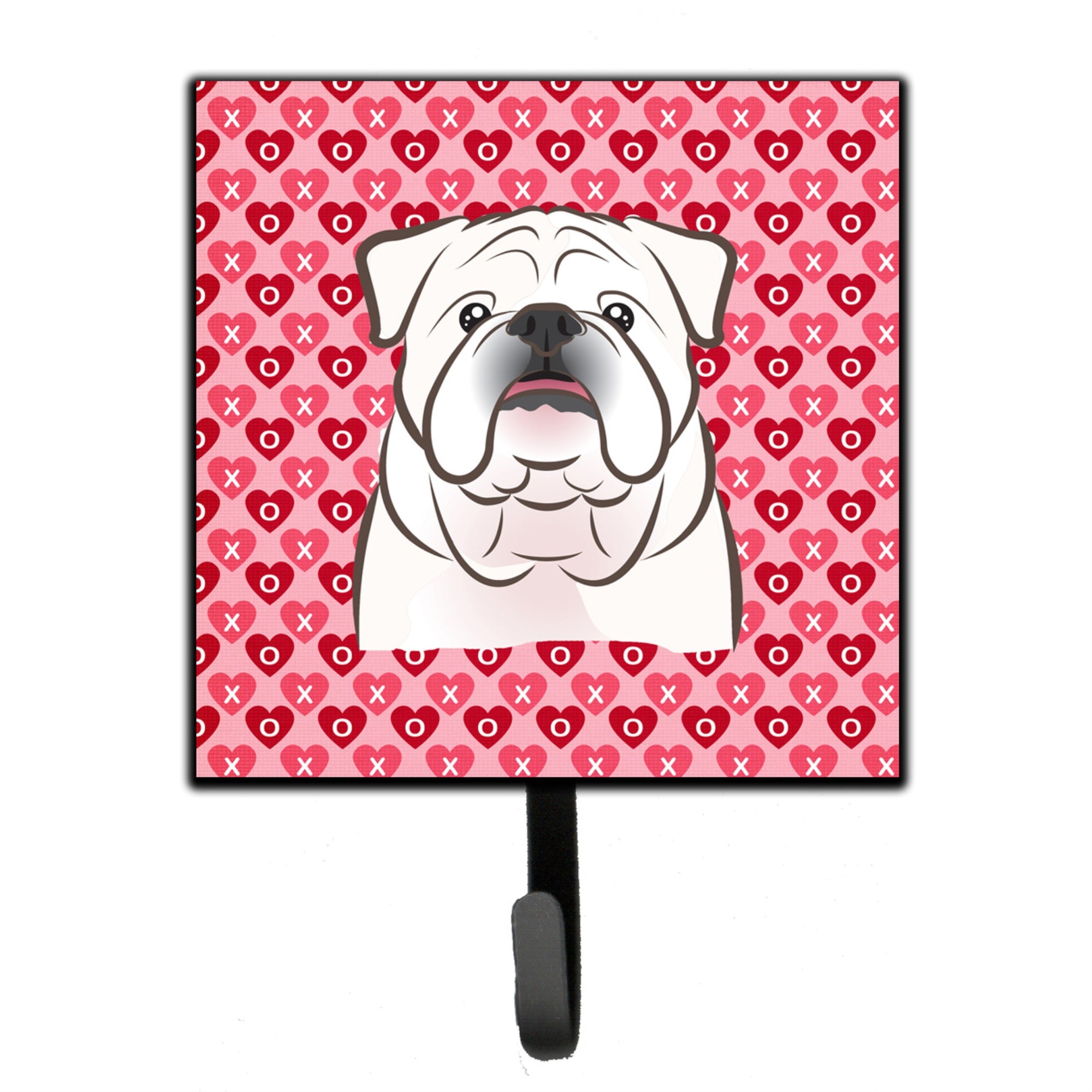 Caroline'S Treasures White English Bulldog Hearts Wall Hook, Small, Multicolor