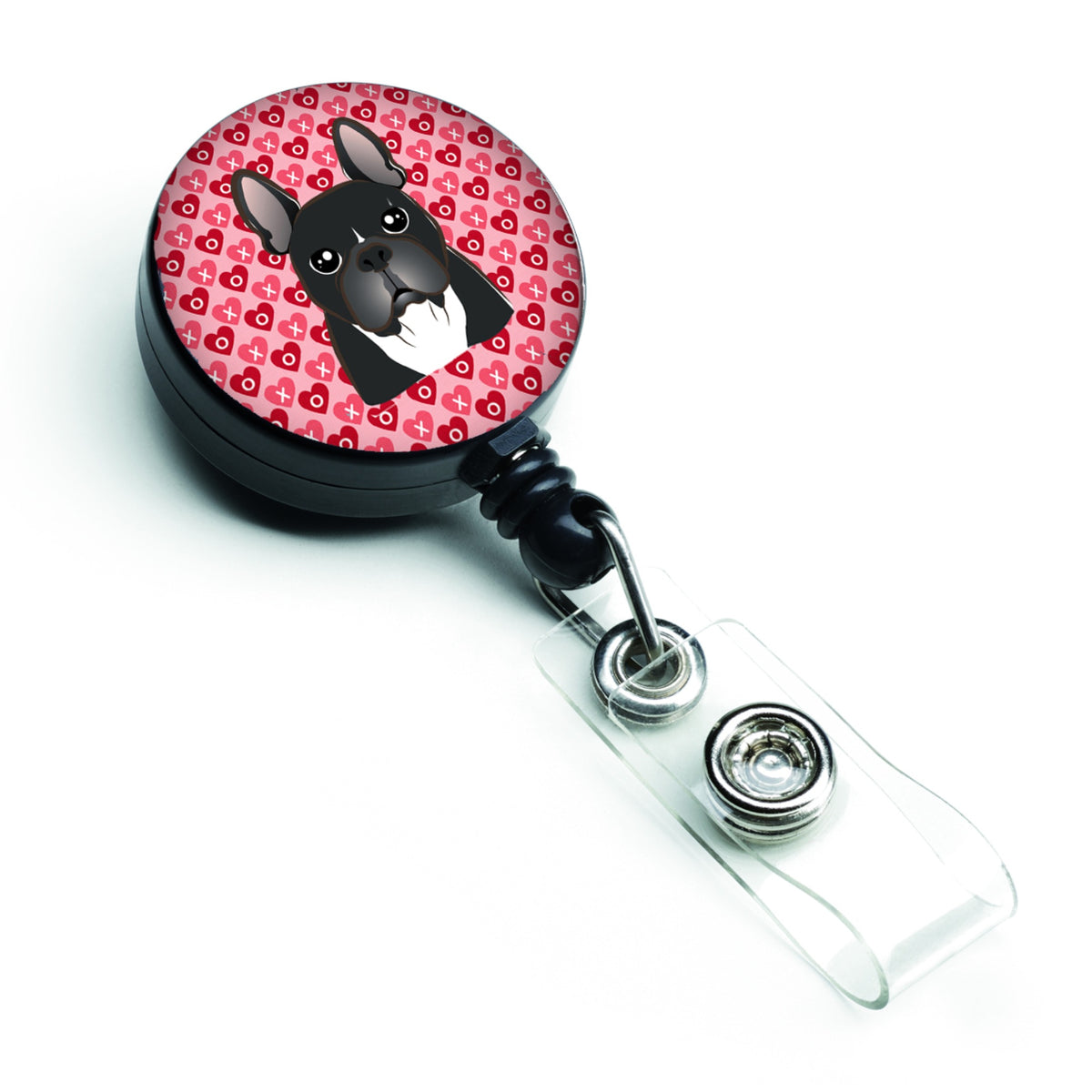 Caroline'S Treasures French Bulldog Hearts Retractable Badge Reel, Multicolor (Bb5297Br)