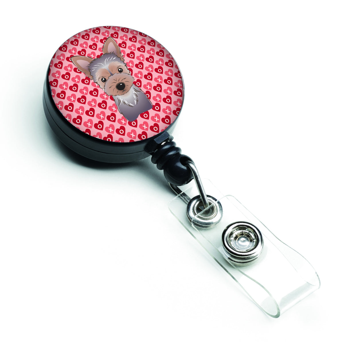 Caroline'S Treasures Yorkie Puppy Hearts Retractable Badge Reel, Multicolor (Bb5302Br)