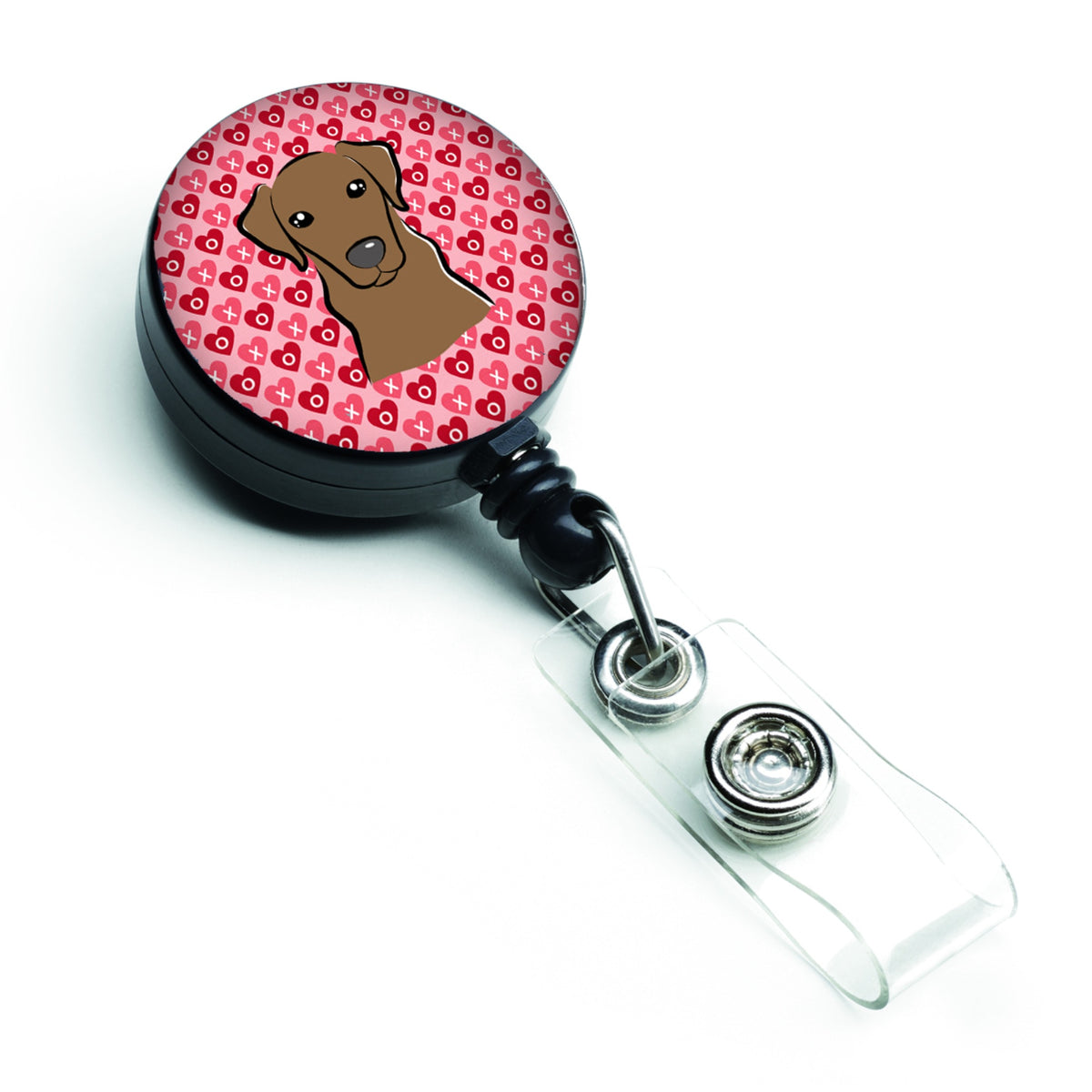 Caroline'S Treasures Chocolate Labrador Hearts Retractable Badge Reel, Multicolor (Bb5304Br)