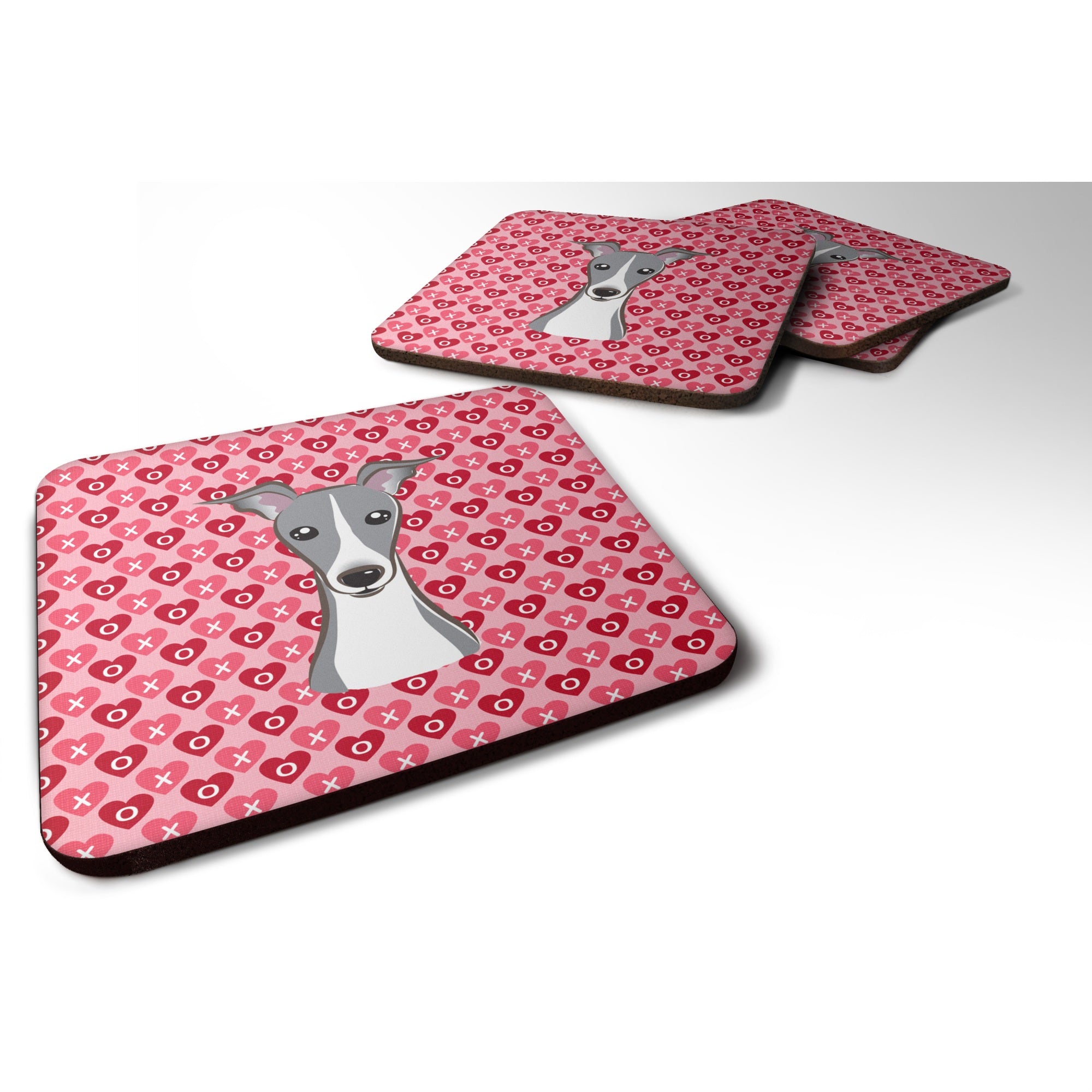 Caroline'S Treasures Italian Greyhound Hearts Foam Coaster Set Of 4, 3.5, Multicolor