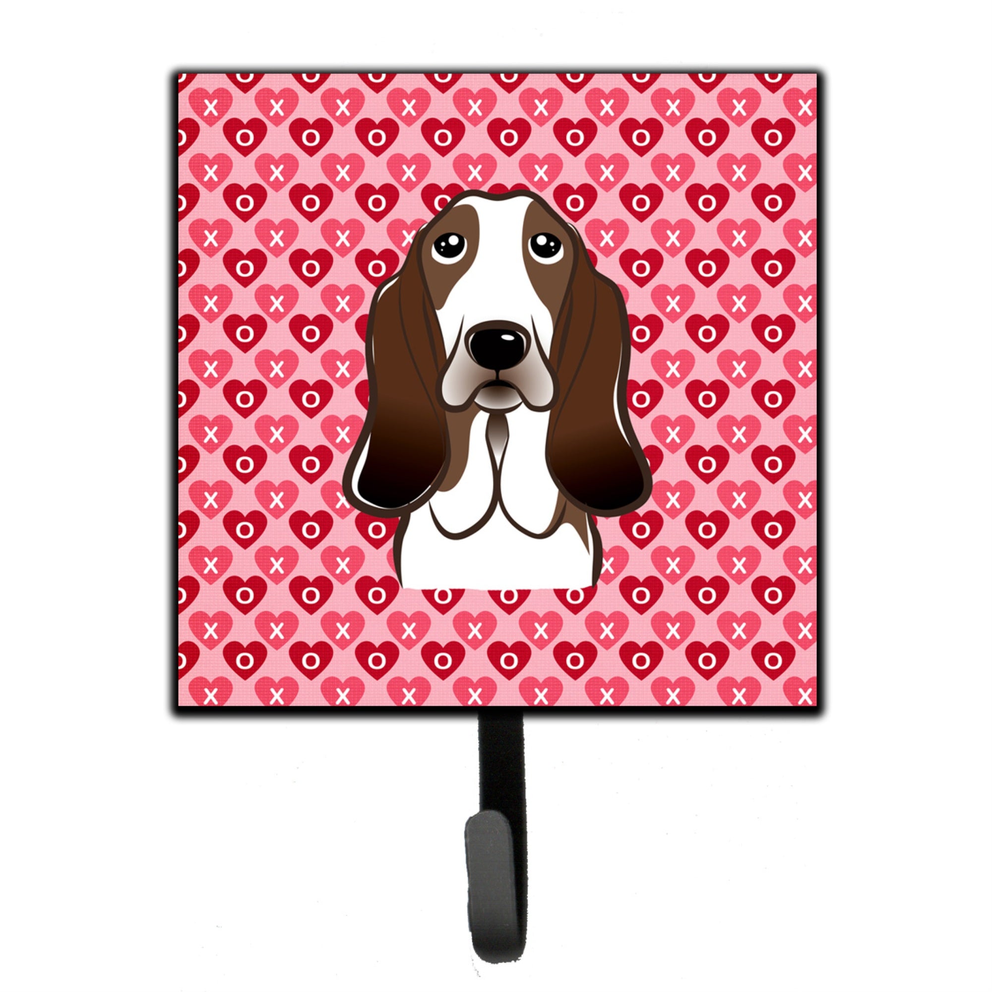 Caroline'S Treasures Basset Hound Hearts Wall Hook, Small, Multicolor
