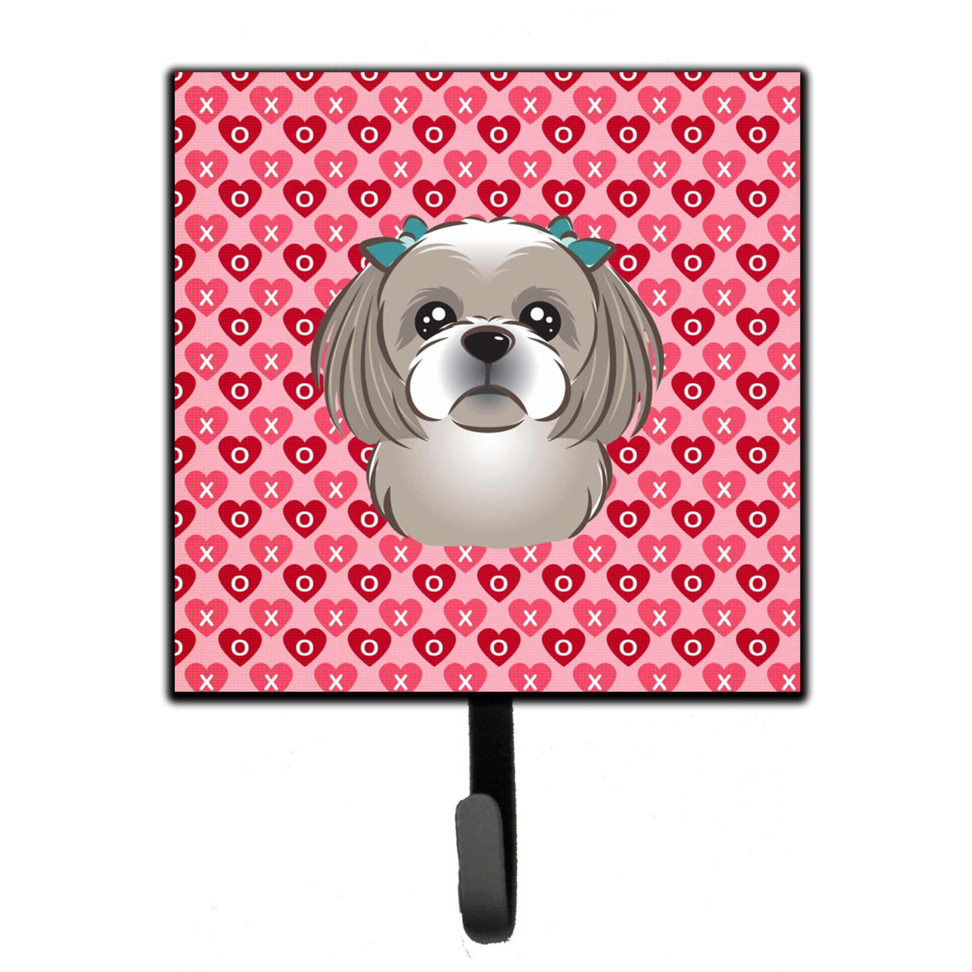Caroline'S Treasures Gray Silver Shih Tzu Hearts Wall Hook, Small, Multicolor