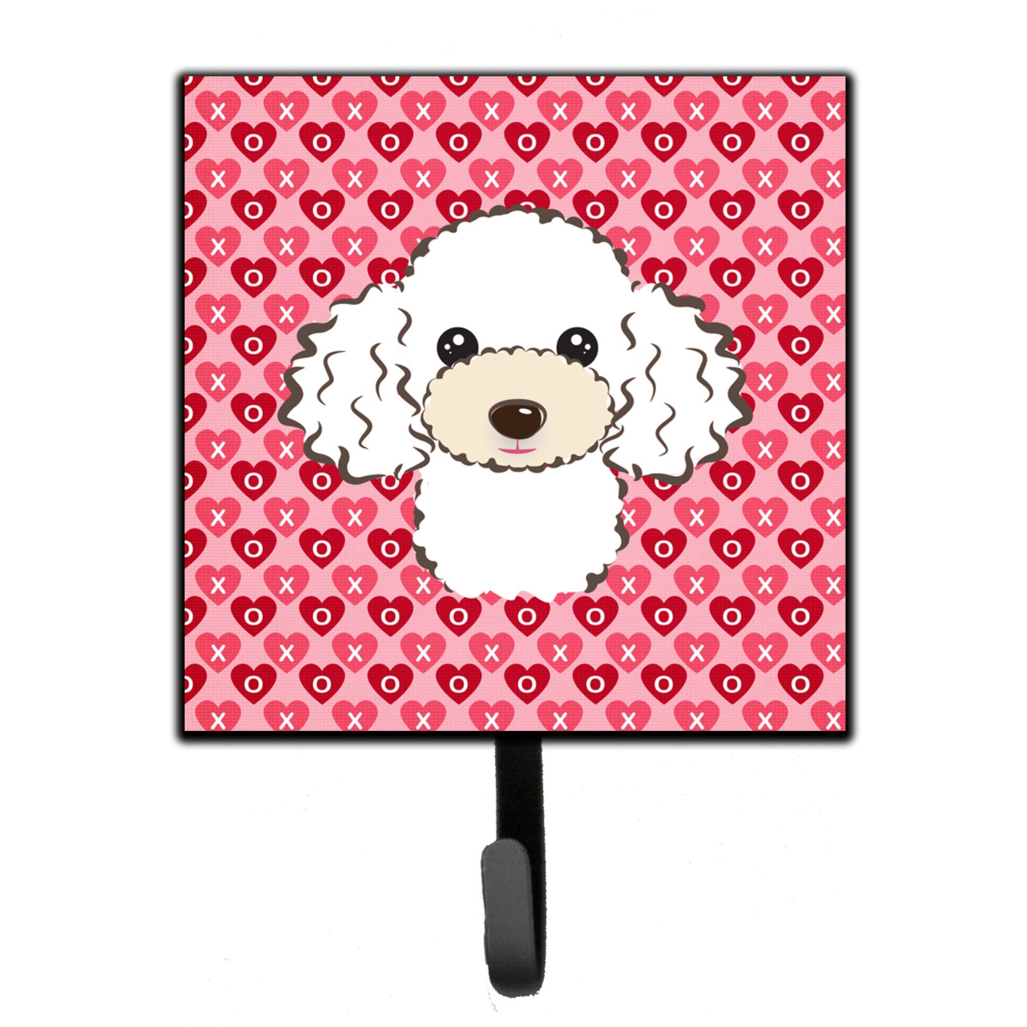 Caroline'S Treasures White Poodle Hearts Wall Hook, Small, Multicolor