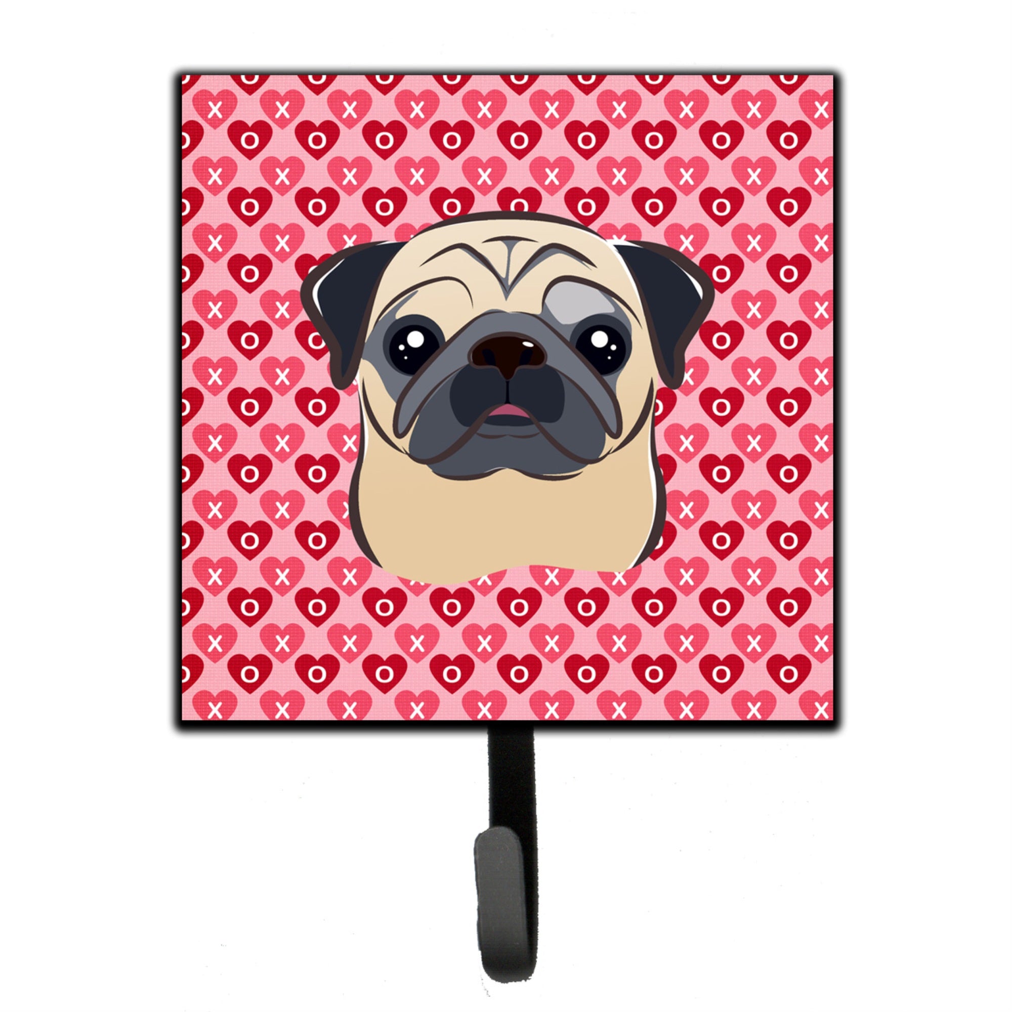 Caroline'S Treasures Fawn Pug Hearts Wall Hook, Small, Multicolor