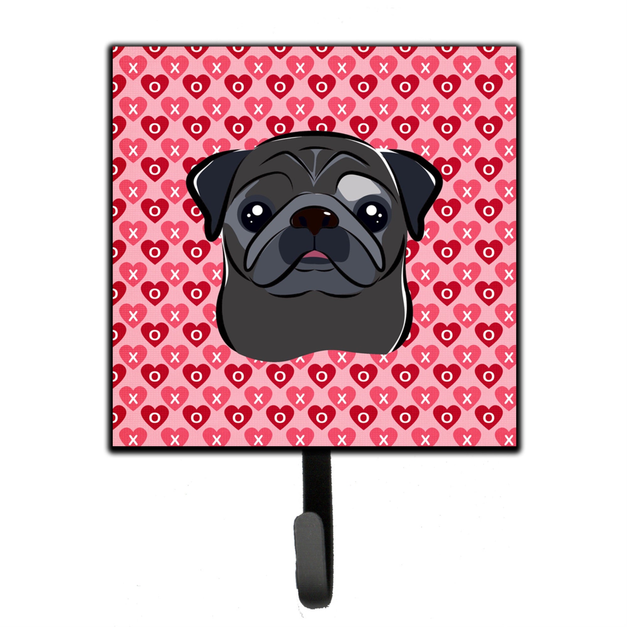 Caroline'S Treasures Black Pug Hearts Wall Hook, Small, Multicolor