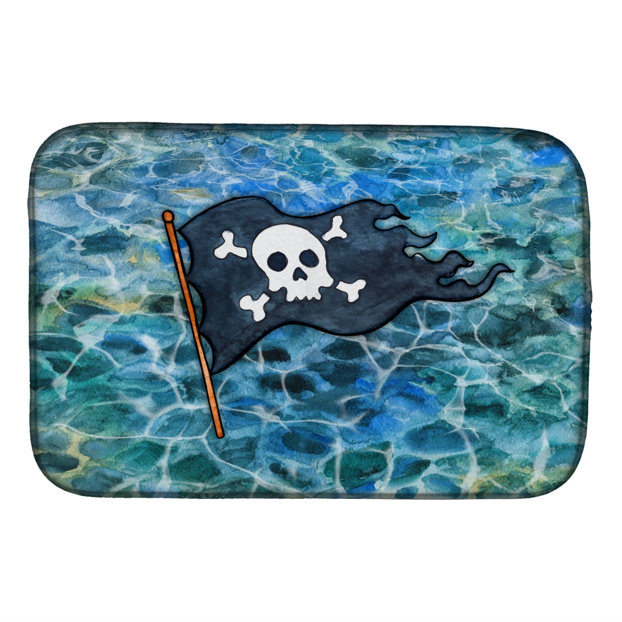 Caroline'S Treasures Pirate Flag Dish Drying Mat, 14 X 21, Multicolor
