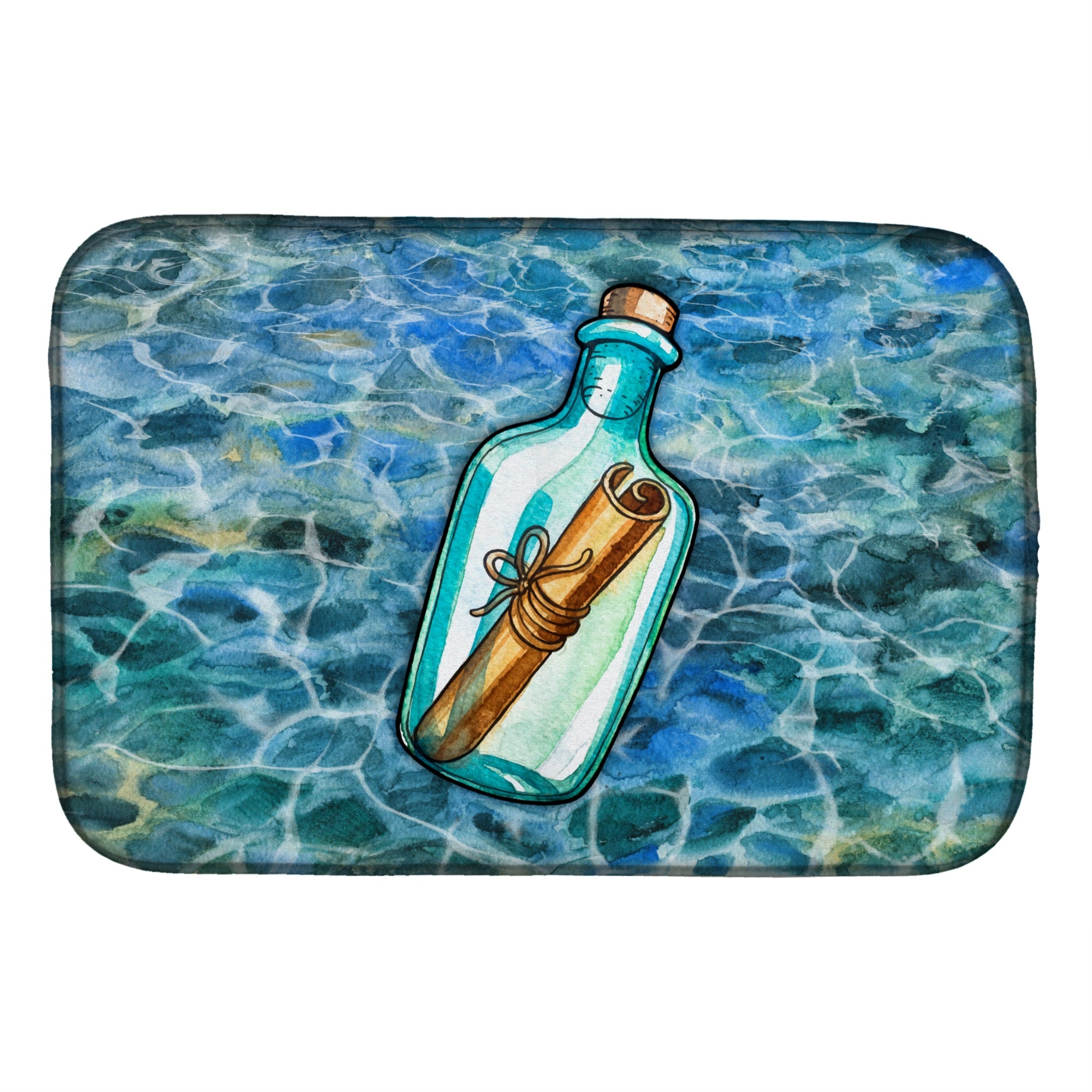 Caroline'S Treasures Message In A Bottle Dish Drying Mat, 14 X 21