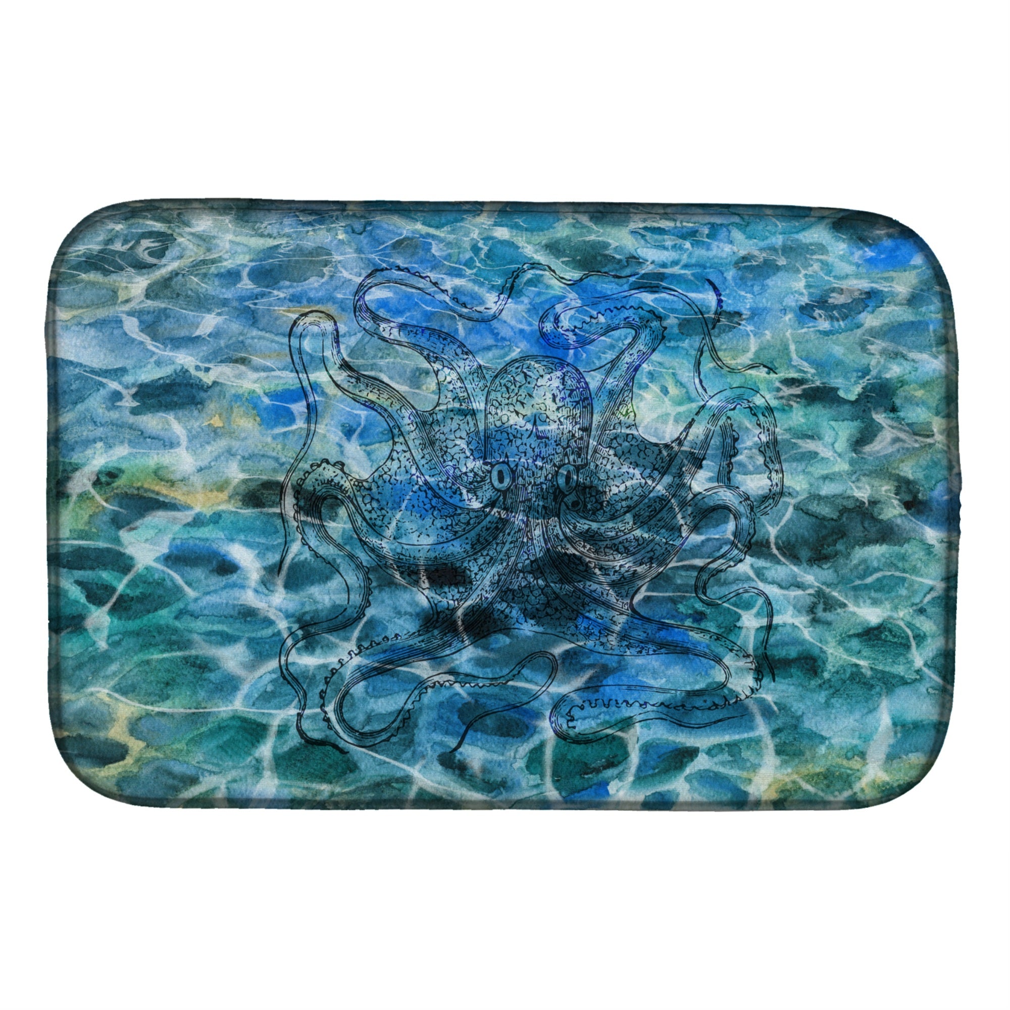 Caroline'S Treasures Octopus Under Water Dish Drying Mat, 14 X 21