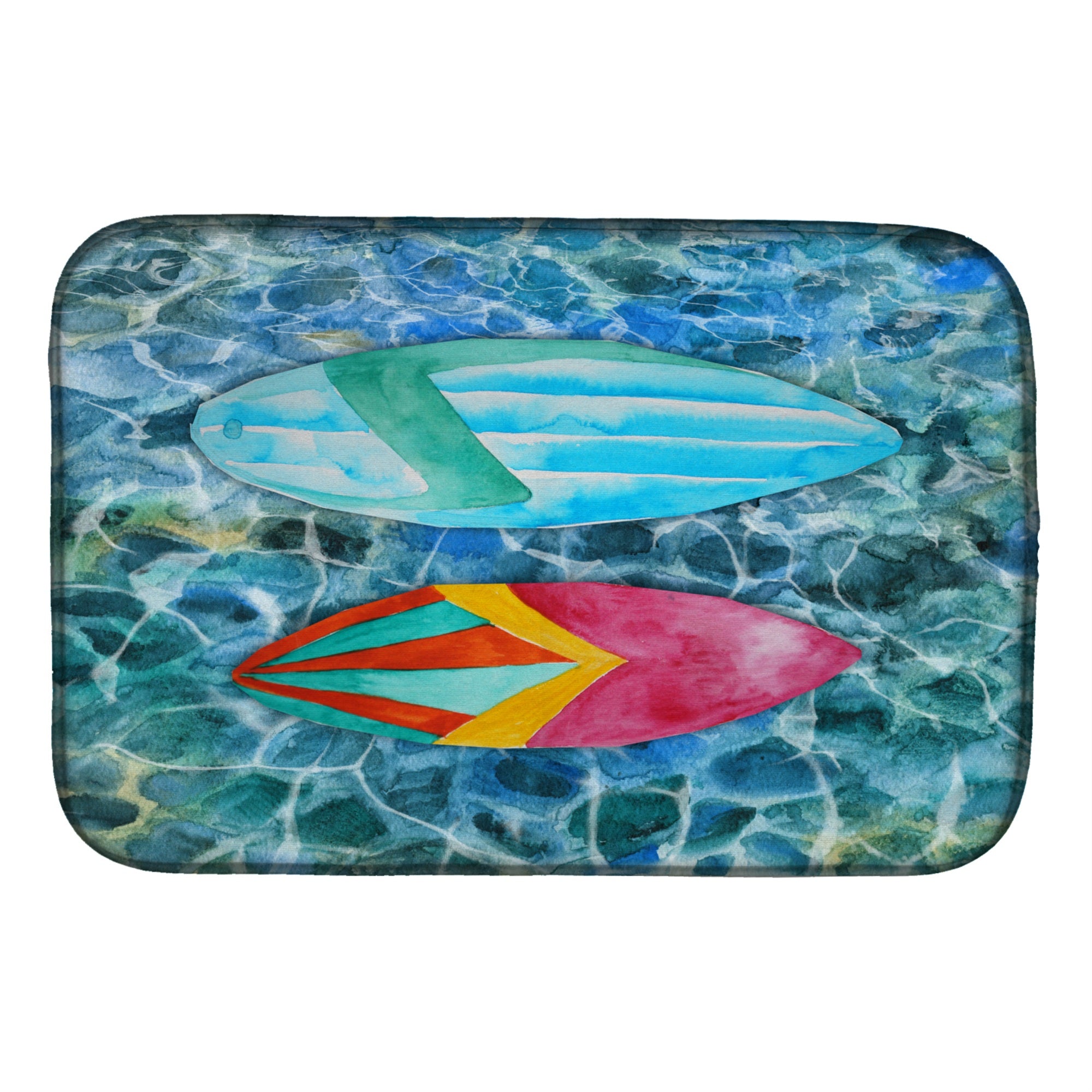 Caroline'S Treasures Surf Boards On The Water Dish Drying Mat, 14 X 21