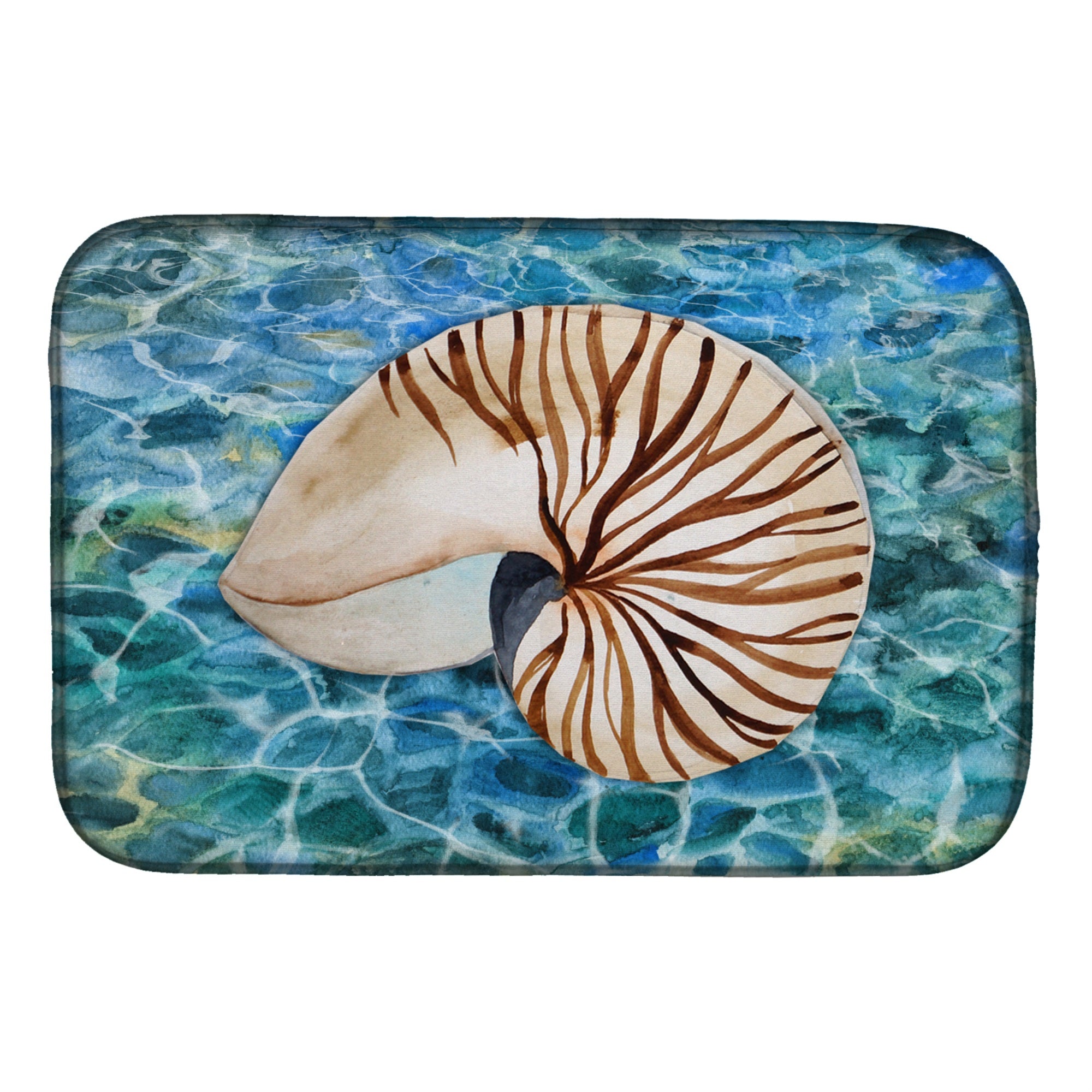 Caroline'S Treasures Sea Shell And Water Dish Drying Mat, 14 X 21