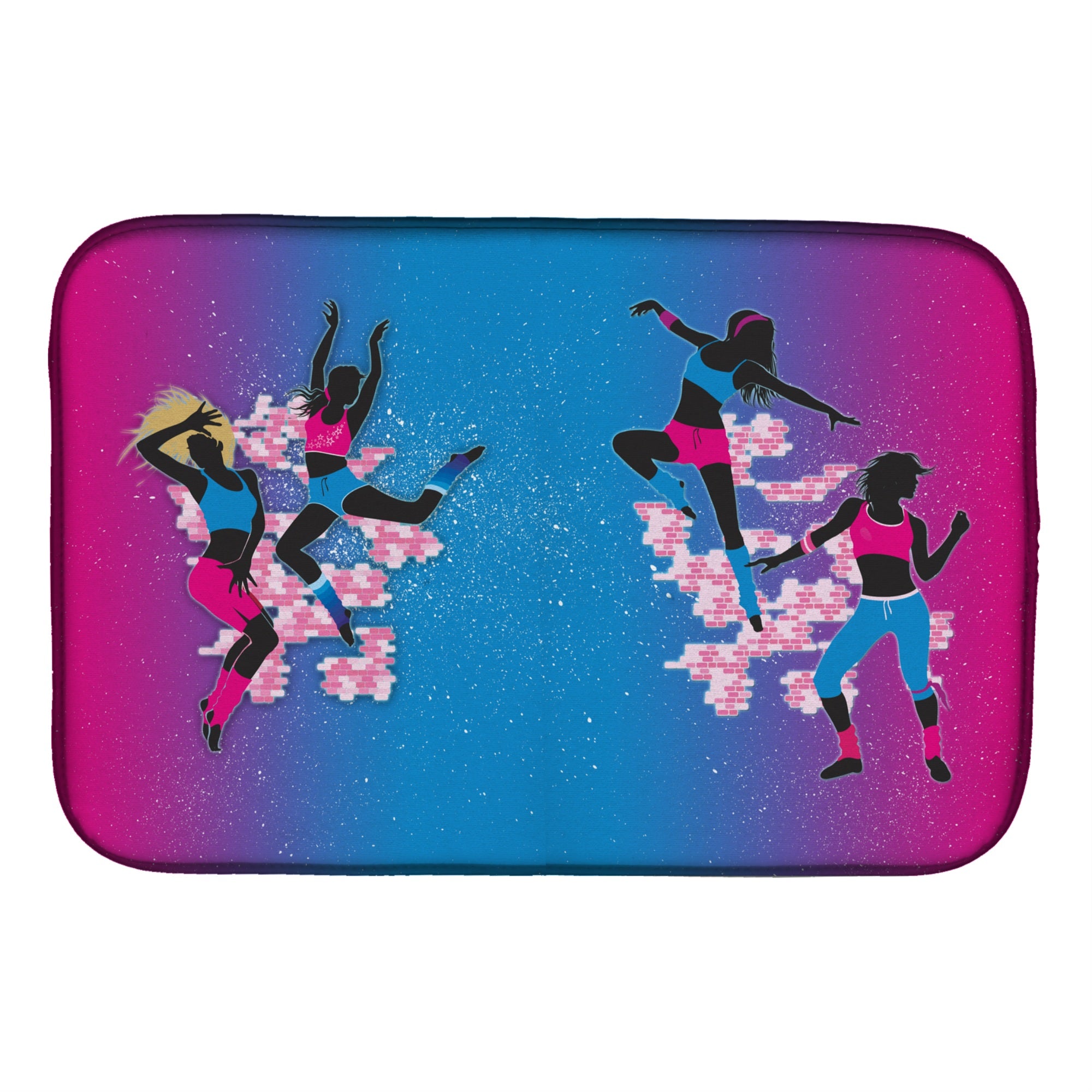Caroline'S Treasures Hip Hop In Pink Blue Dish Drying Mat, 14 X 21