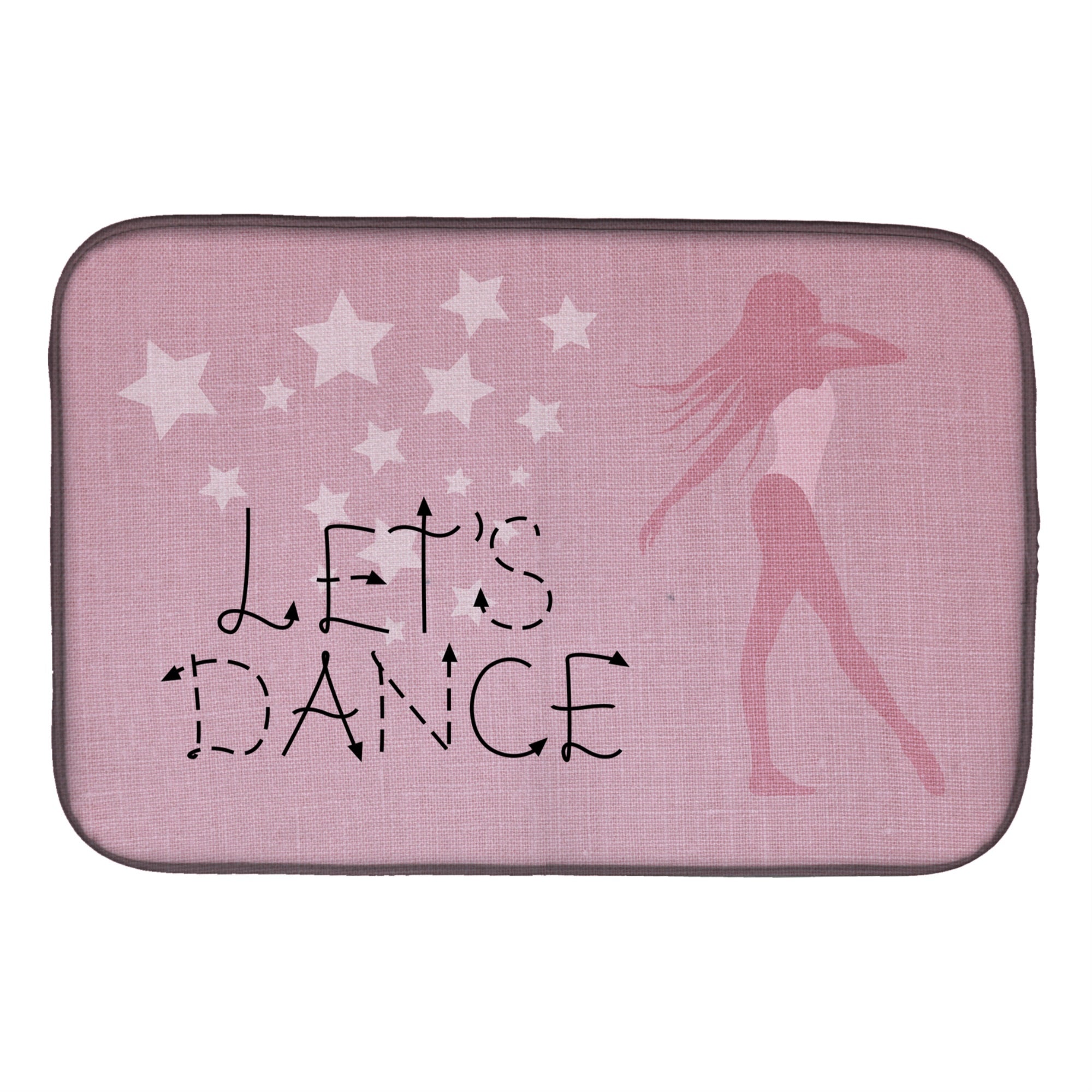 Caroline'S Treasures Let'S Dance Linen Pink Dish Drying Mat, 14 X 21, Multicolor