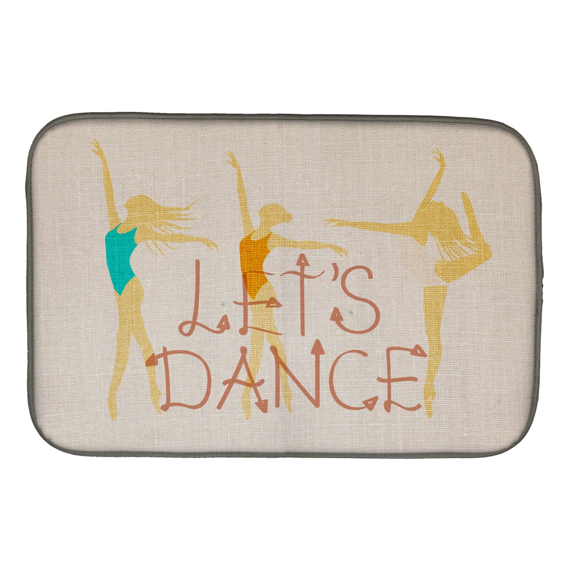 Caroline'S Treasures Let'S Dance Linen Light Dish Drying Mat, 14 X 21, Multicolor