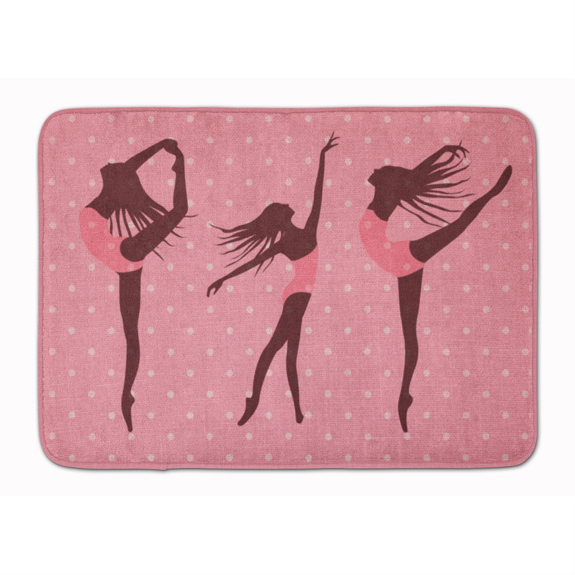 Caroline'S Treasures Dancers Linen Pink Polkadots Floor Mat, 19 H X 27 W, Multicolor