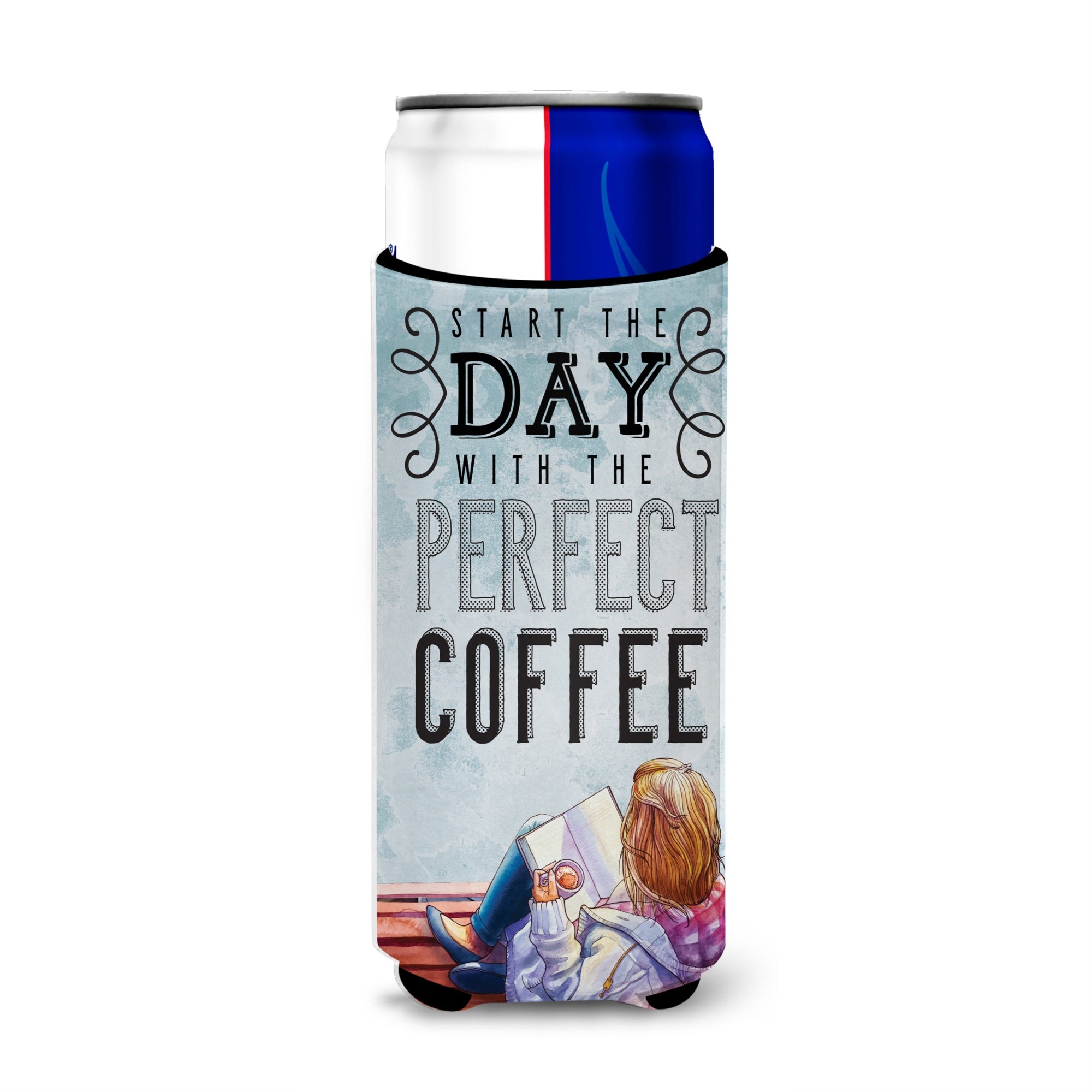 Caroline'S Treasures Start The Day Coffee Sign Michelob Ultra Hugger For Slim Cans, Multicolor