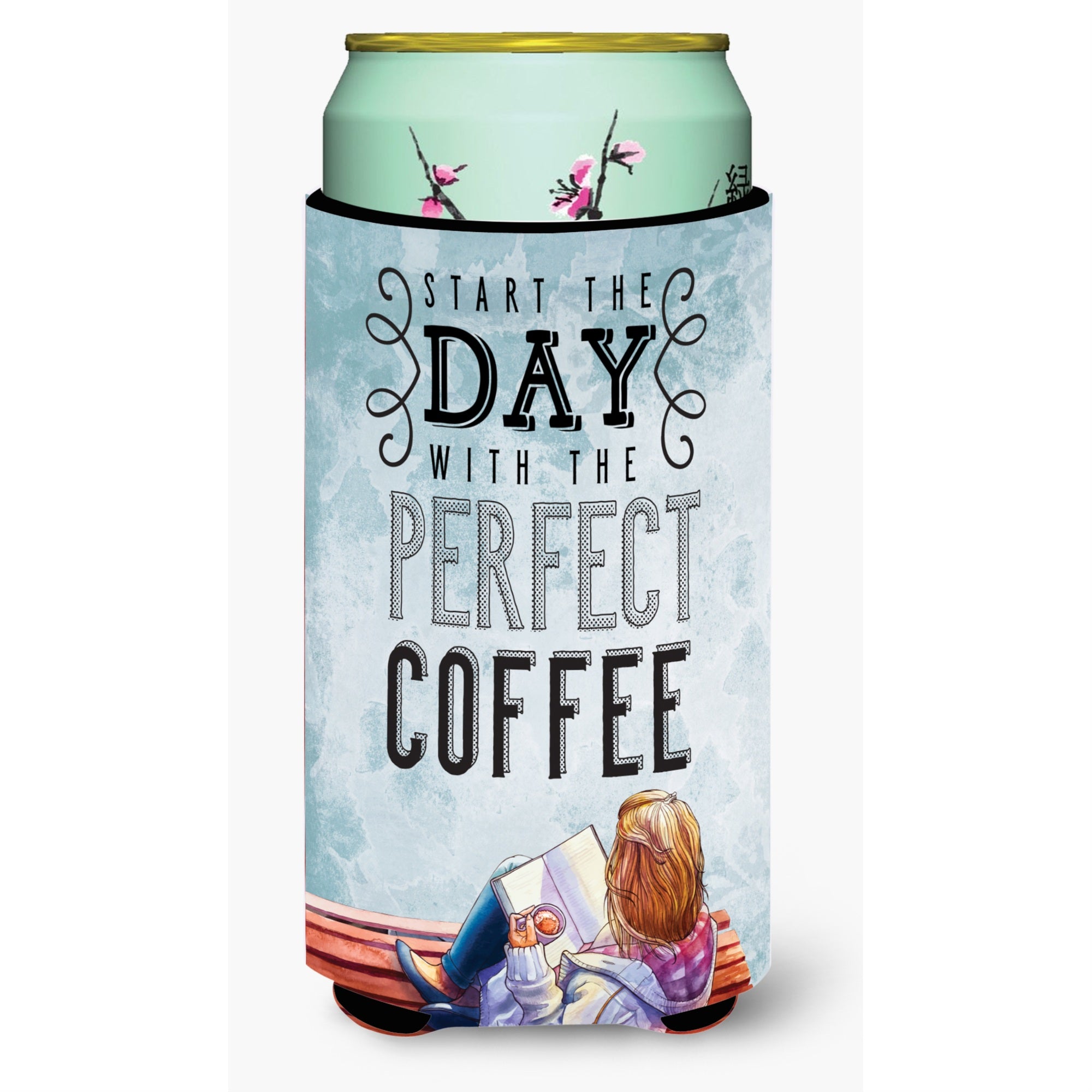 Caroline'S Treasures Start The Day Coffee Sign Tall Boy Beverage Insulator Hugger, Multicolor