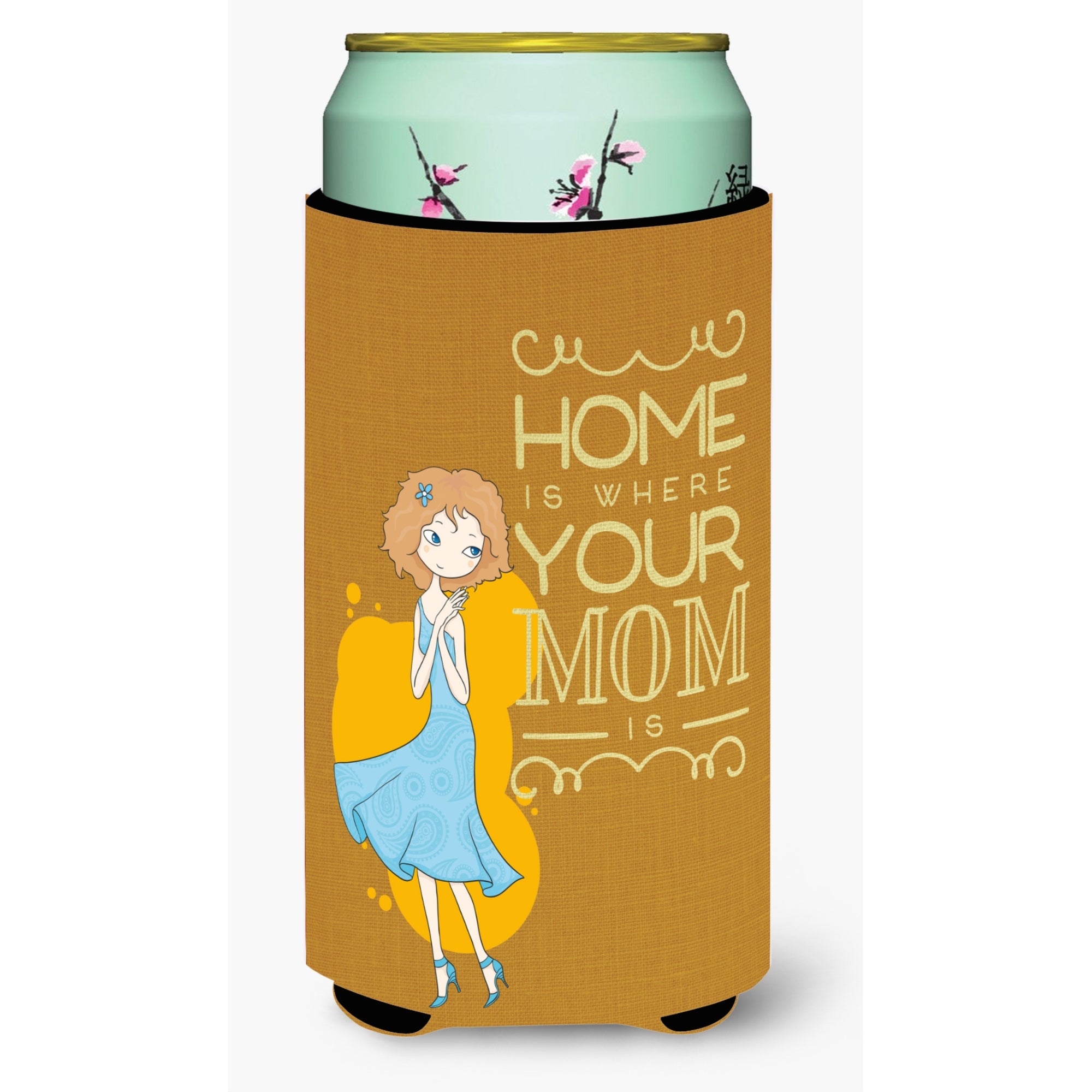 Caroline'S Treasures Home Is Where Mom Is Tall Boy Beverage Insulator Hugger, Multicolor