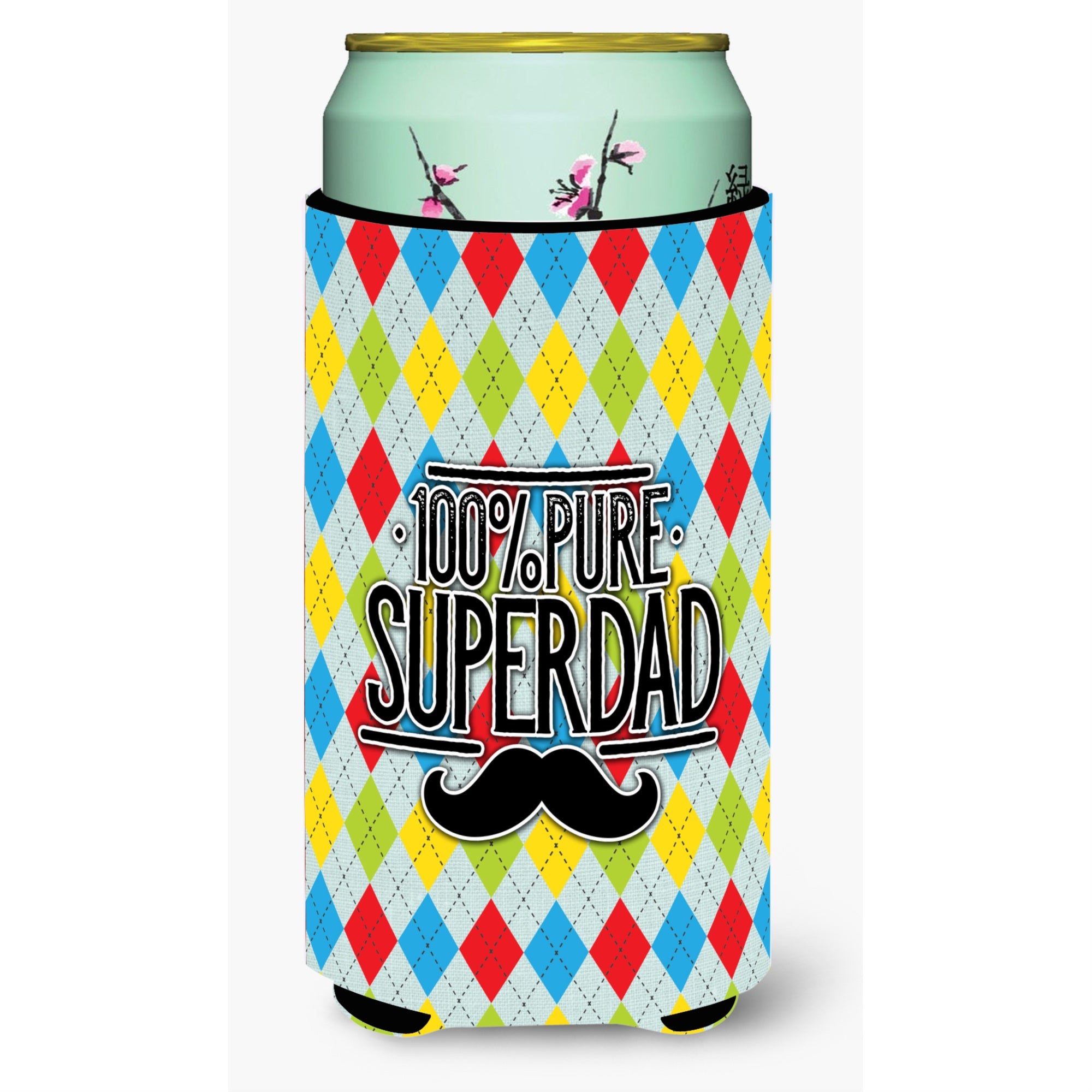 Caroline'S Treasures 100% Pure Dad Argyle Tall Boy Beverage Insulator Hugger, Multicolor
