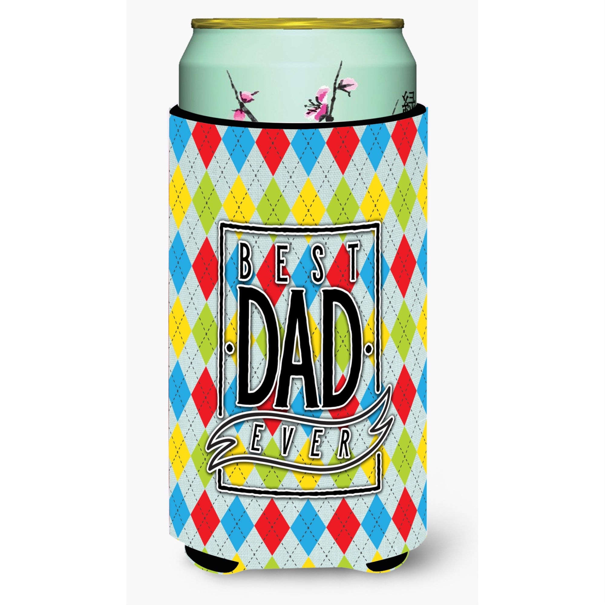 Caroline'S Treasures Best Dad Ever Argyle Tall Boy Beverage Insulator Hugger, Multicolor