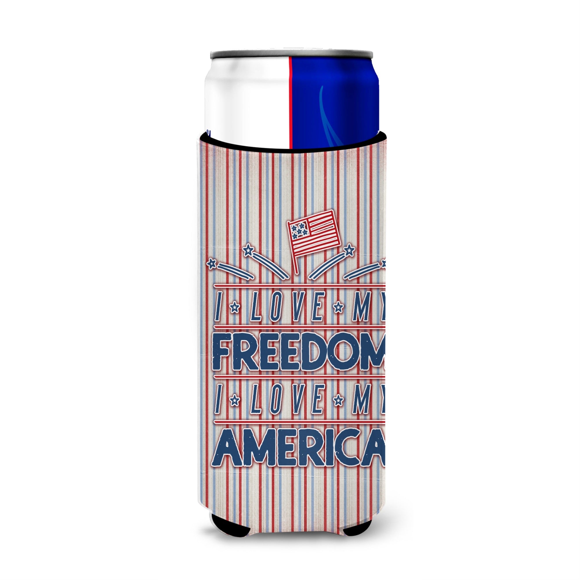 Caroline'S Treasures Freedom I Love America Michelob Ultra Hugger For Slim Cans, Multicolor