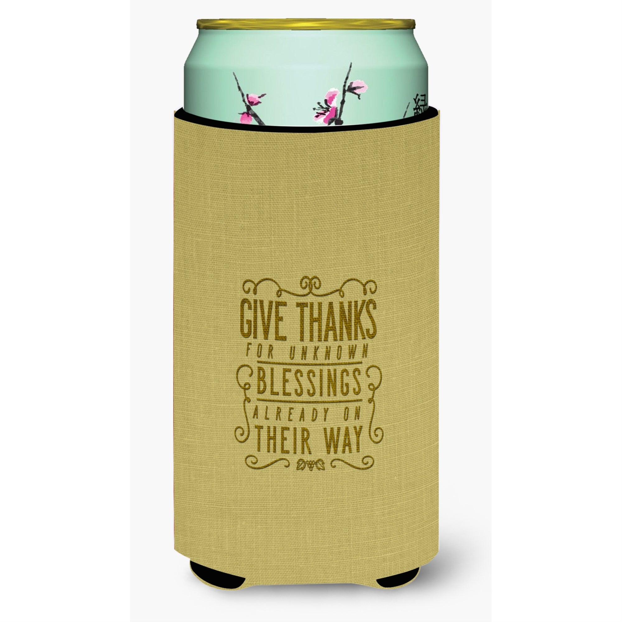 Caroline'S Treasures Give Thanks Blessings Tall Boy Beverage Insulator Hugger, Multicolor
