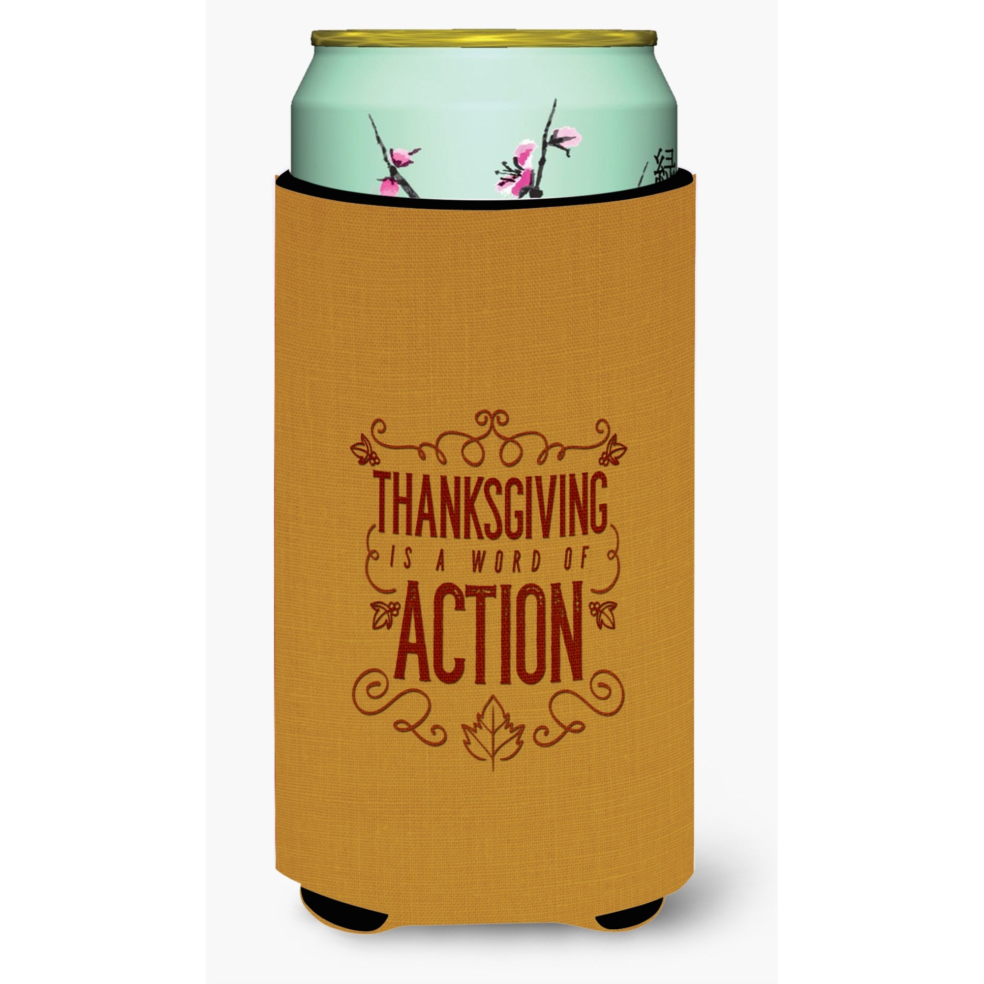 Caroline'S Treasures Thanksgiving Is Action Tall Boy Beverage Insulator Hugger, Multicolor