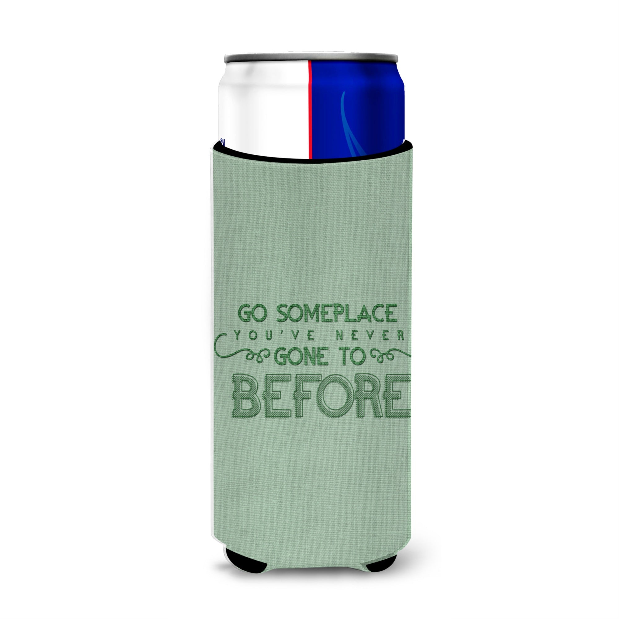 Caroline'S Treasures Go Someplace You'Ve Never Michelob Ultra Hugger For Slim Cans, Multicolor