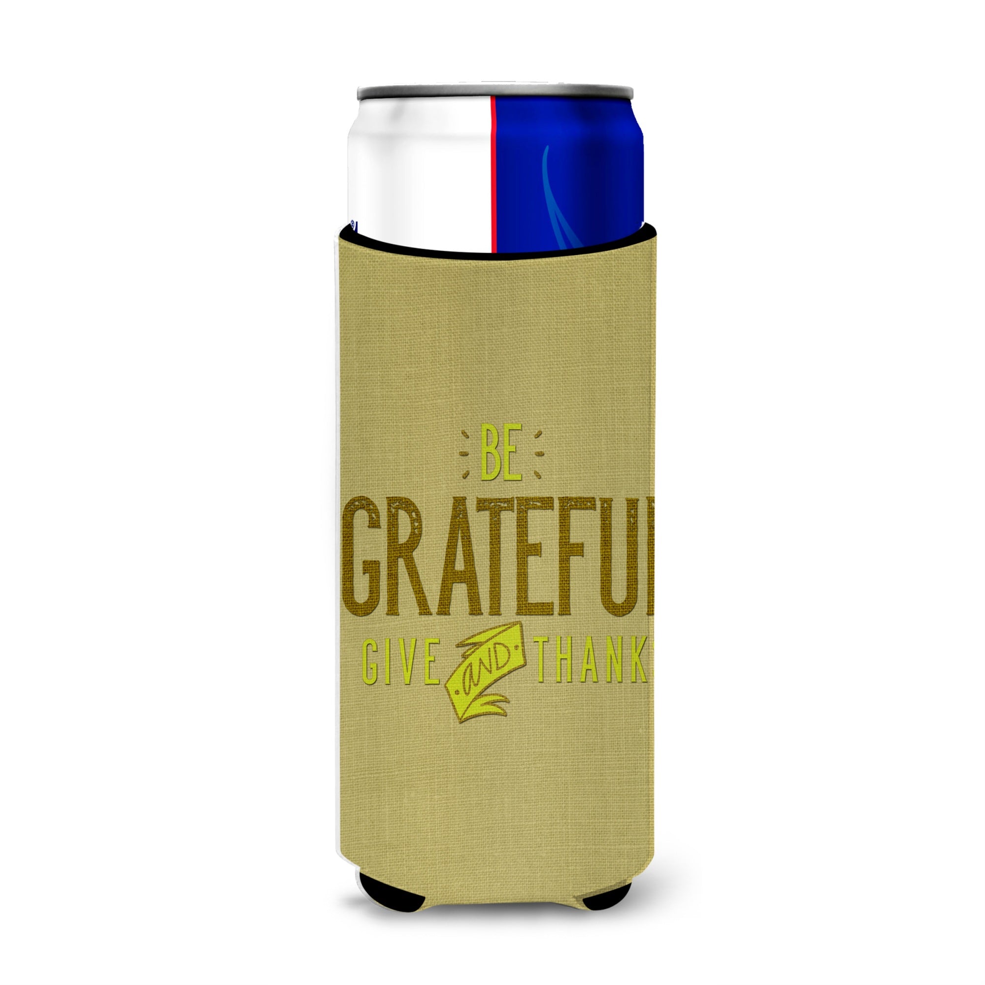 Caroline'S Treasures Be Grateful Give Thanks Michelob Ultra Hugger For Slim Cans, Multicolor