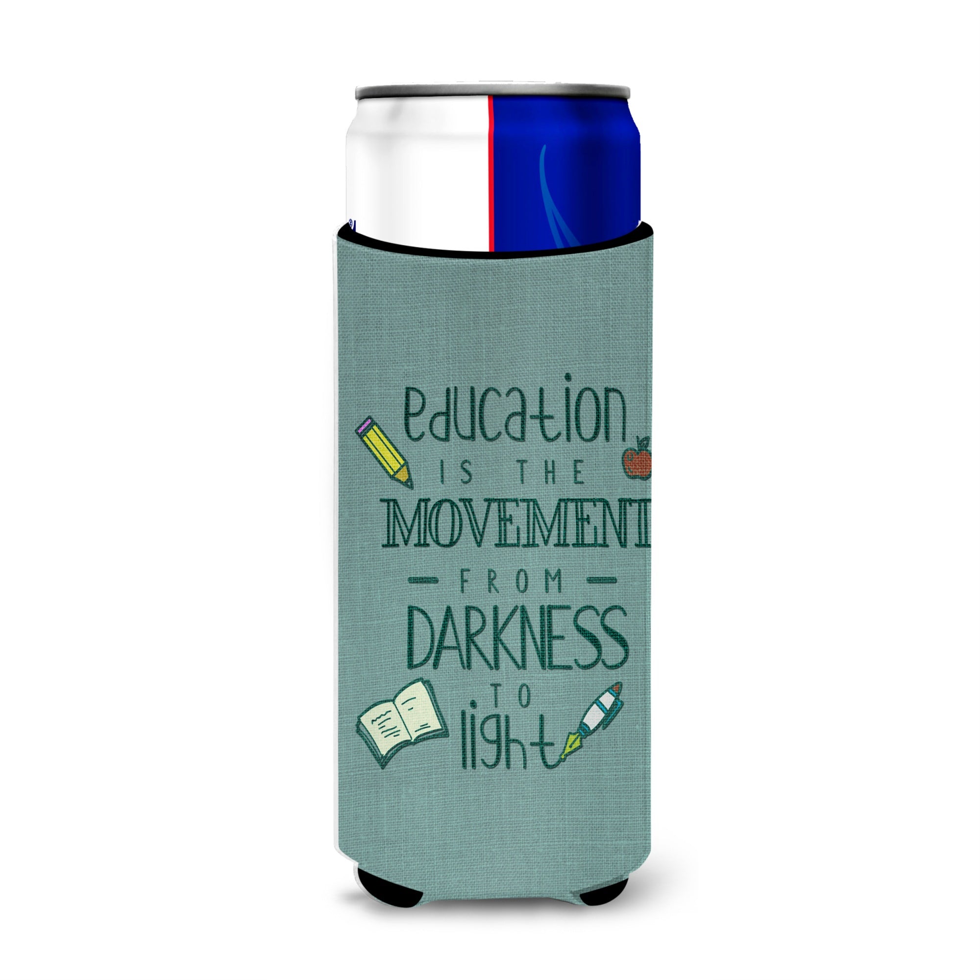 Caroline'S Treasures Education Is Movement Teacher Michelob Ultra Hugger For Slim Cans, Multicolor
