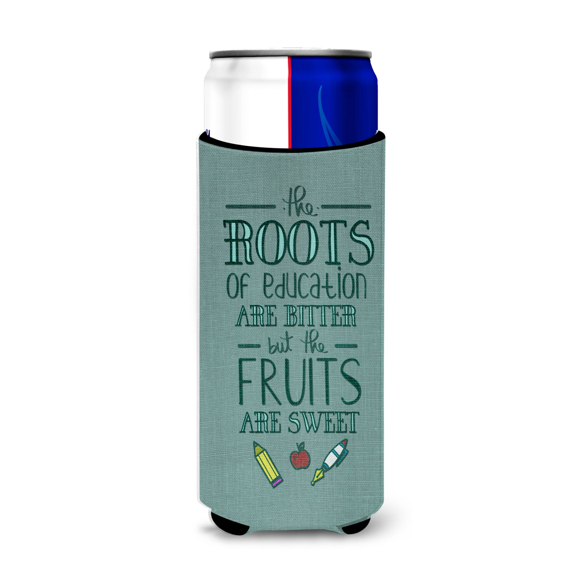 Caroline'S Treasures Education Fruits Are Sweet Teacher Michelob Ultra Hugger For Slim Cans, Multicolor