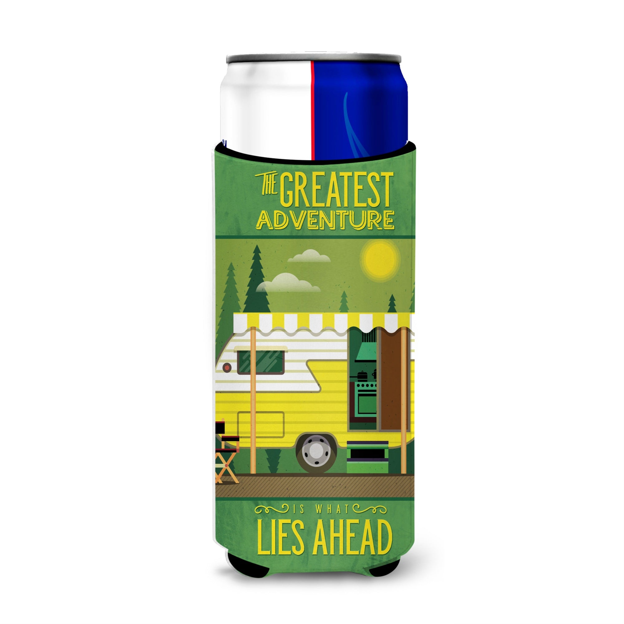 Caroline'S Treasures Greatest Adventure Retro Camper Michelob Ultra Hugger For Slim Cans, Multicolor
