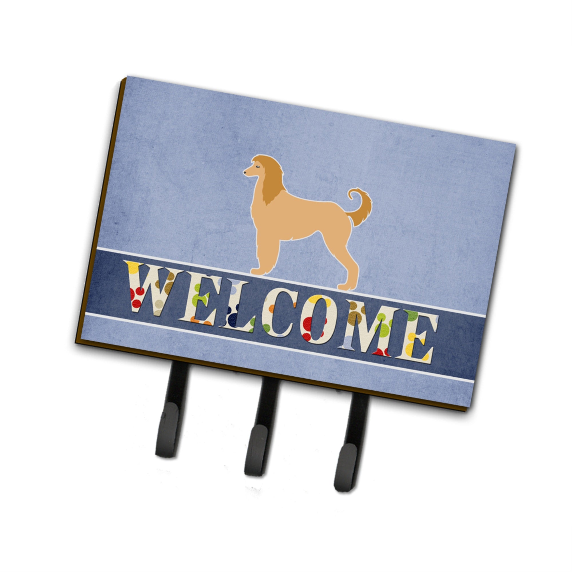 Caroline'S Treasures Afghan Hound Welcome Wall Hook, Triple, Multicolor