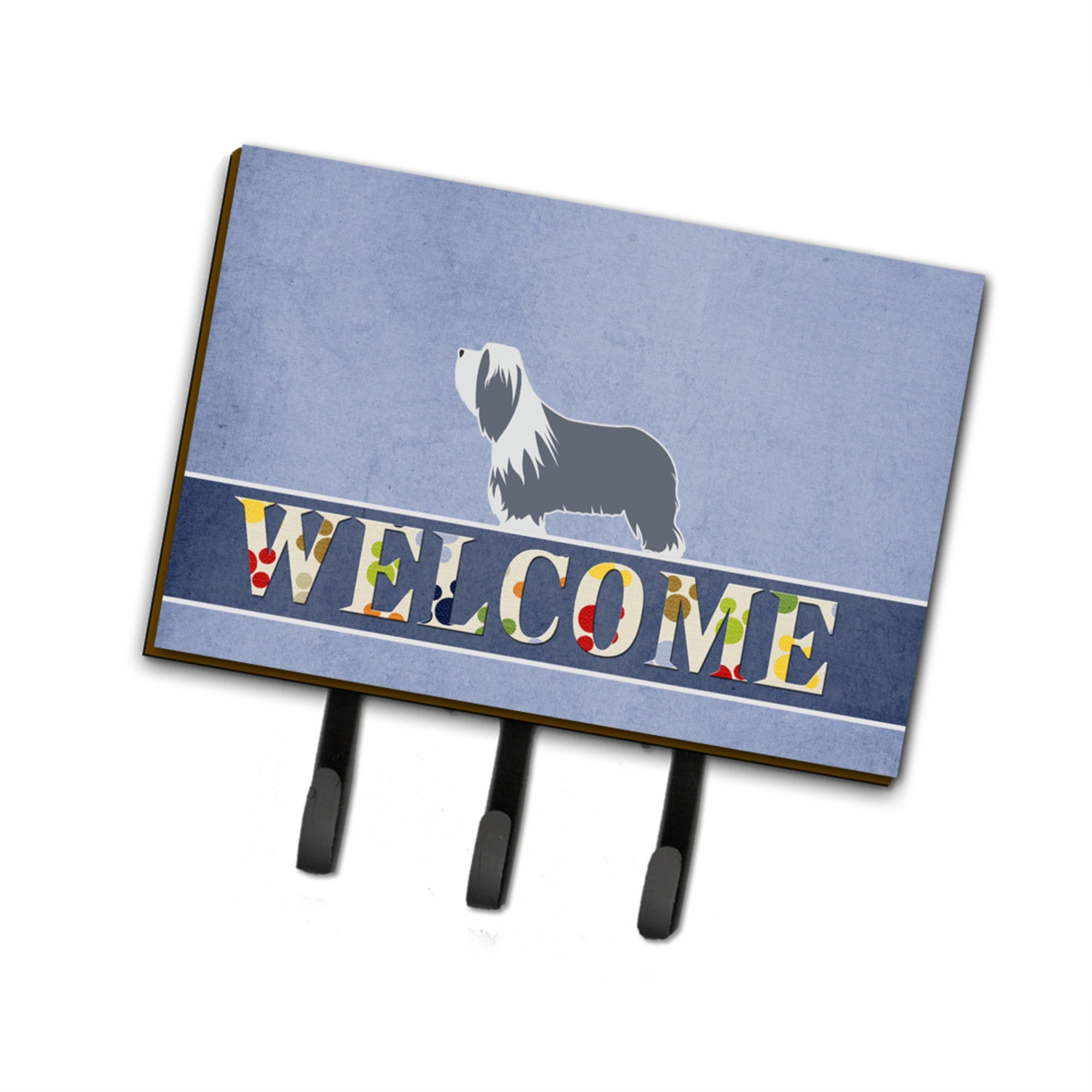 Caroline'S Treasures Bearded Collie Welcome Wall Hook, Triple, Multicolor