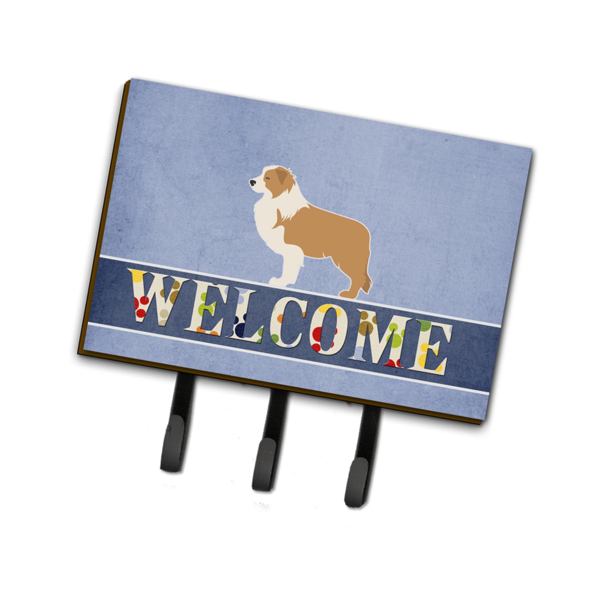 Caroline'S Treasures Red Border Collie Welcome Wall Hook, Triple, Multicolor