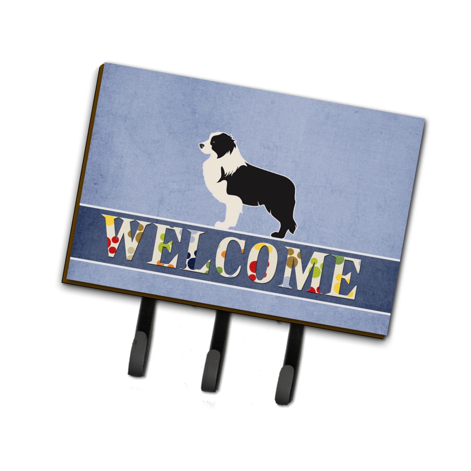 Caroline'S Treasures Black Border Collie Welcome Wall Hook, Triple, Multicolor